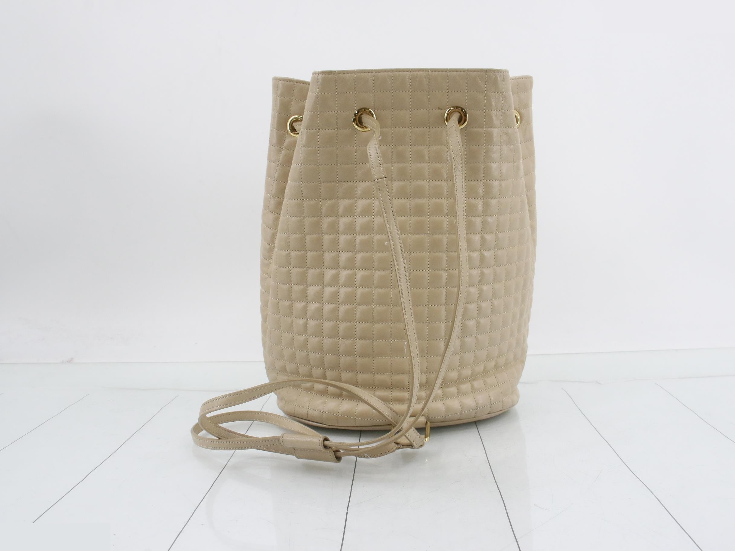 C Charm Leather Backpack Beige — view 2