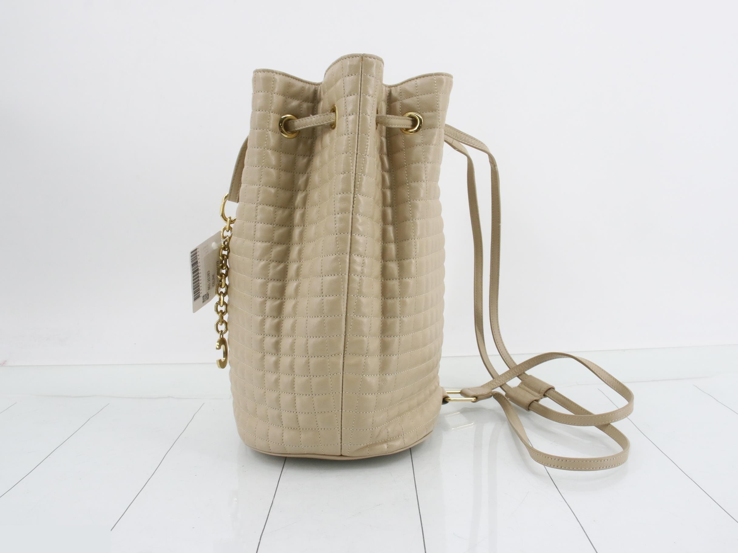 C Charm Leather Backpack Beige — view 3