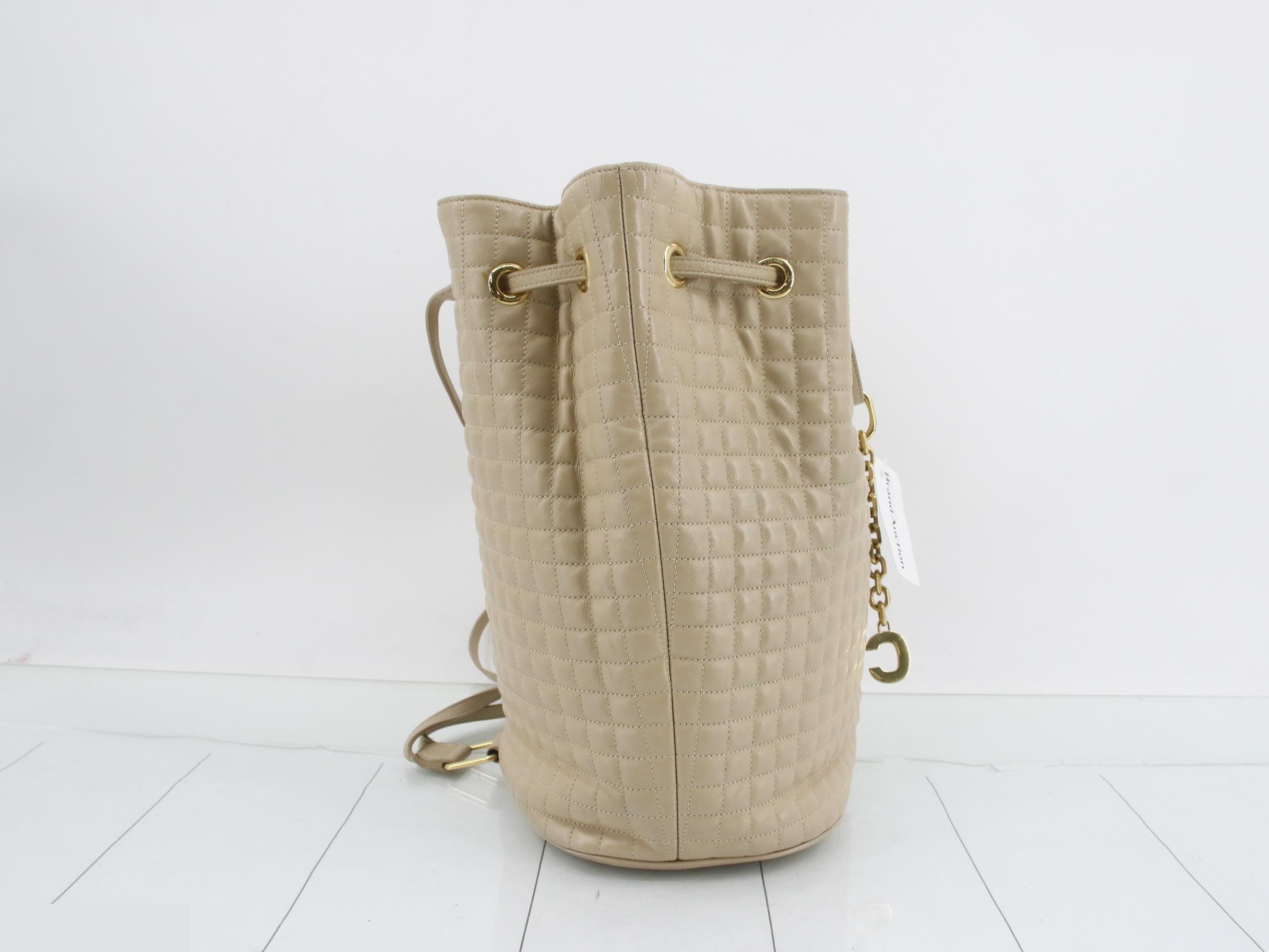 C Charm Leather Backpack Beige — view 4