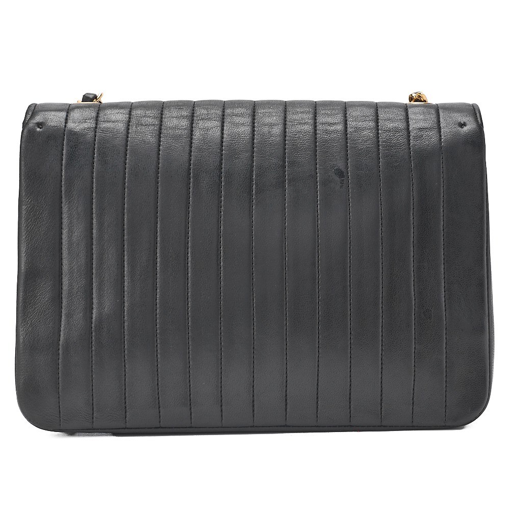 Lambskin Mademoiselle Turnlock Chain Shoulder Bag, Black — view 2