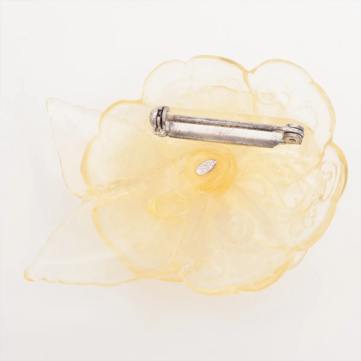 Coco Mark Camellia 03P Brooch, Metal x Resin, Clear, — view 2