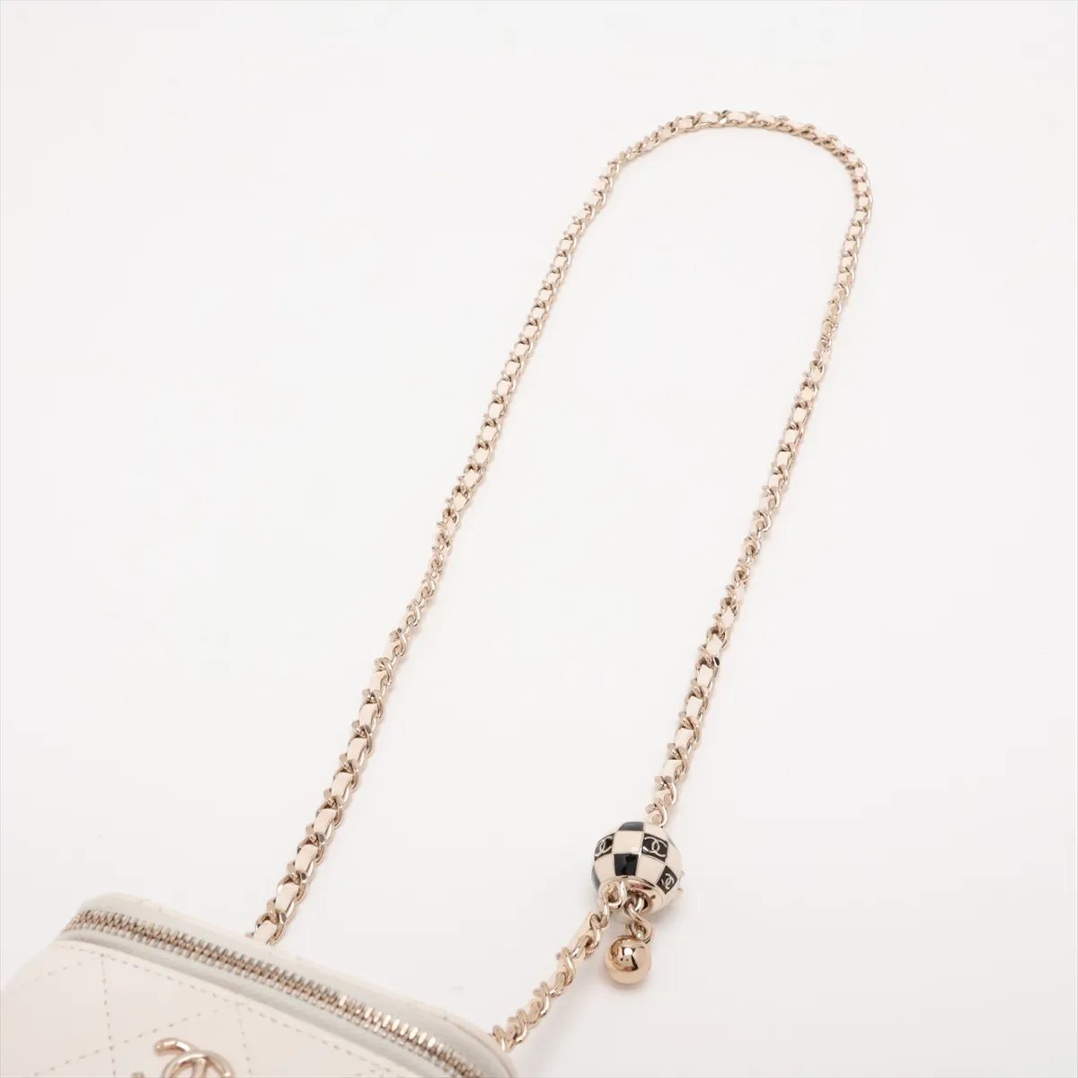 Matelassé Lambskin Vanity Bag, White with Gold Hardware, GU6NTX43, Random Serial Number — view 5