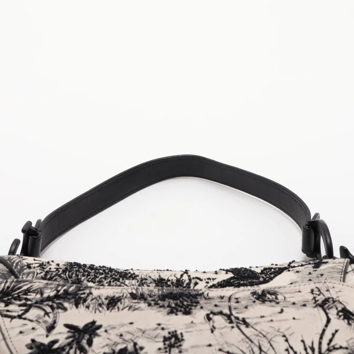 Saddle Bag Leather x Beads 2-Way Shoulder Bag Beige x Black — view 6