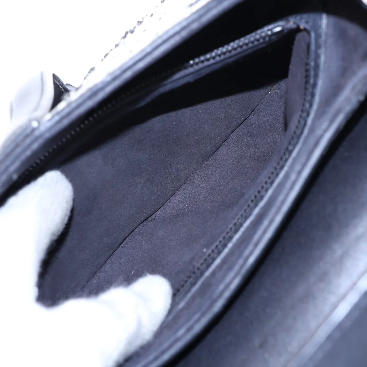Saddle Bag Leather x Beads 2-Way Shoulder Bag Beige x Black — view 9