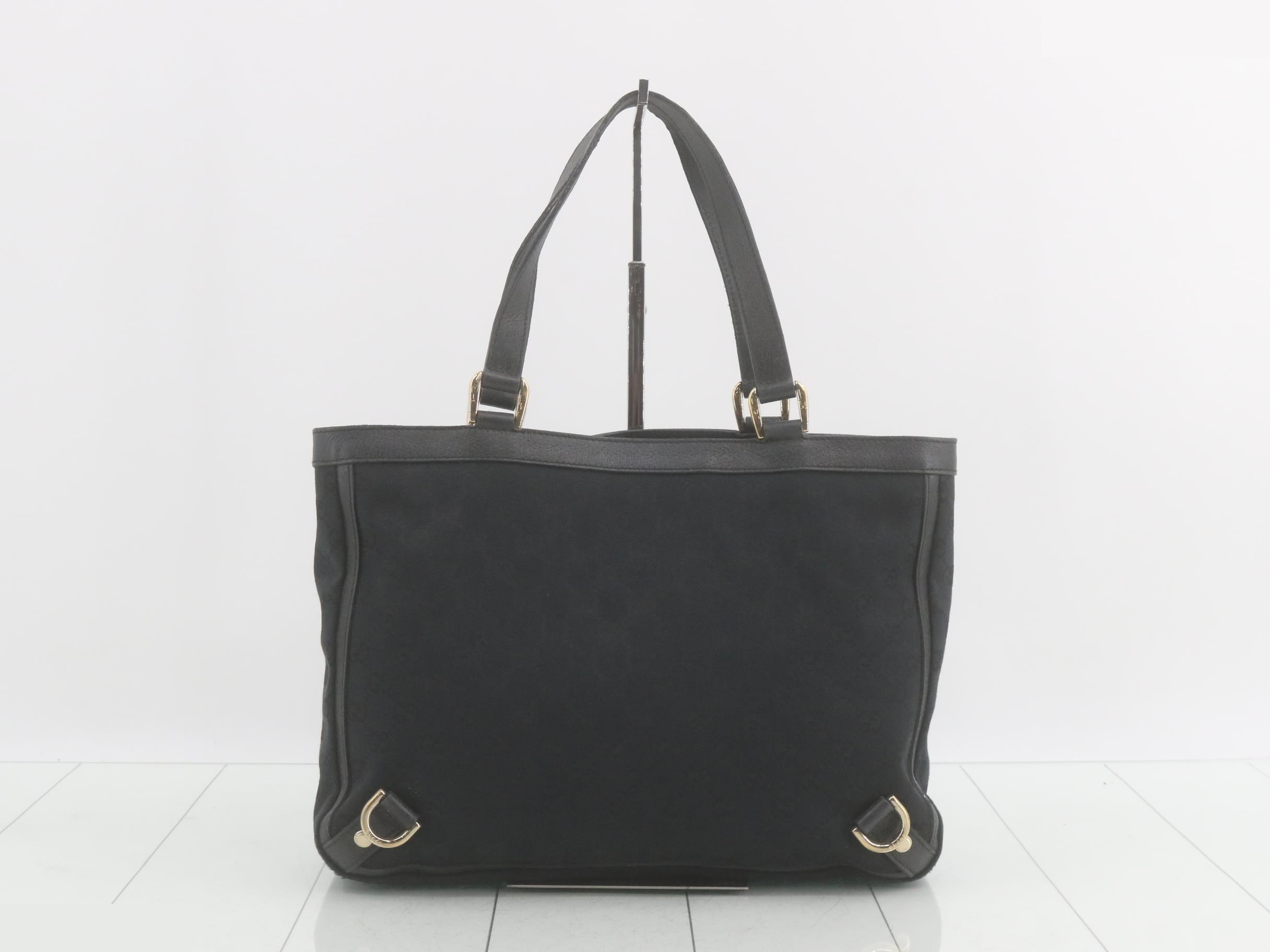 170004 Abby Tote Bag GG Canvas Black Leather — view 2