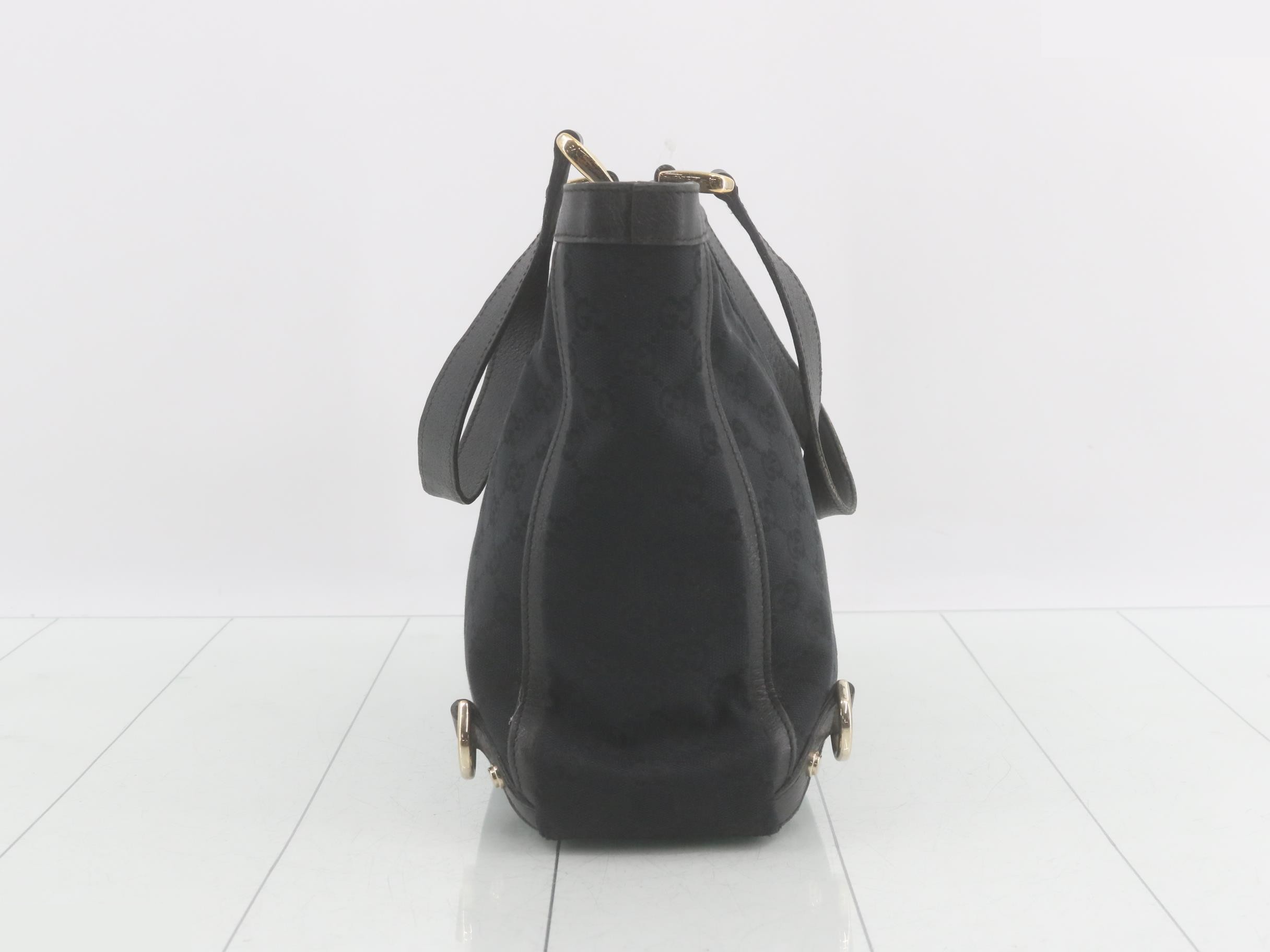 170004 Abby Tote Bag GG Canvas Black Leather — view 4