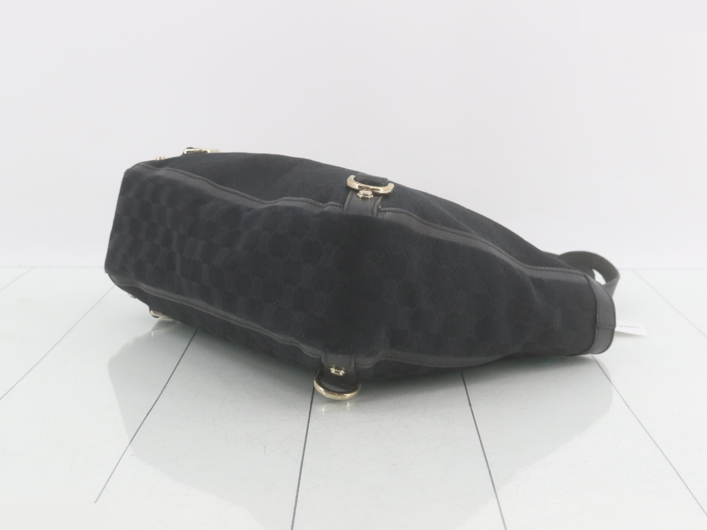 170004 Abby Tote Bag GG Canvas Black Leather — view 6
