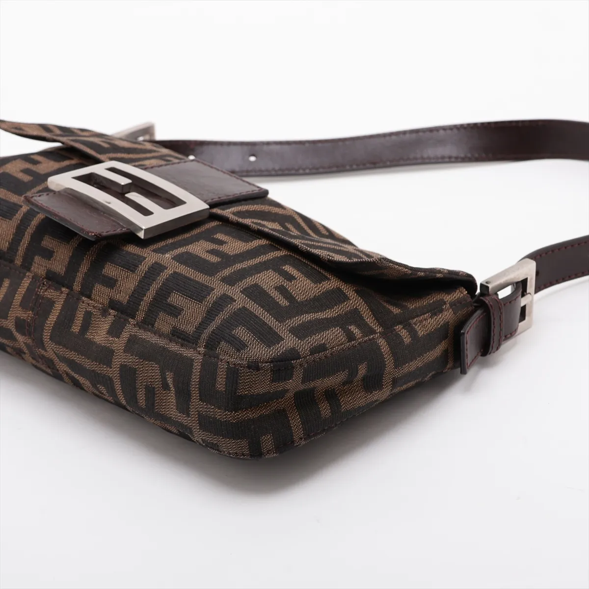 Zucca Mamma Bucket Canvas x Leather Shoulder Bag, Brown — view 3