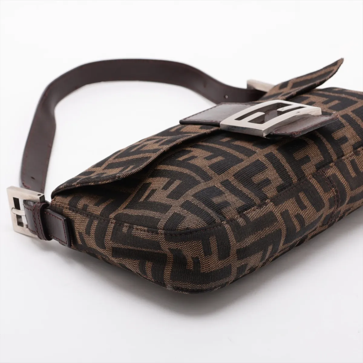 Zucca Mamma Bucket Canvas x Leather Shoulder Bag, Brown — view 4