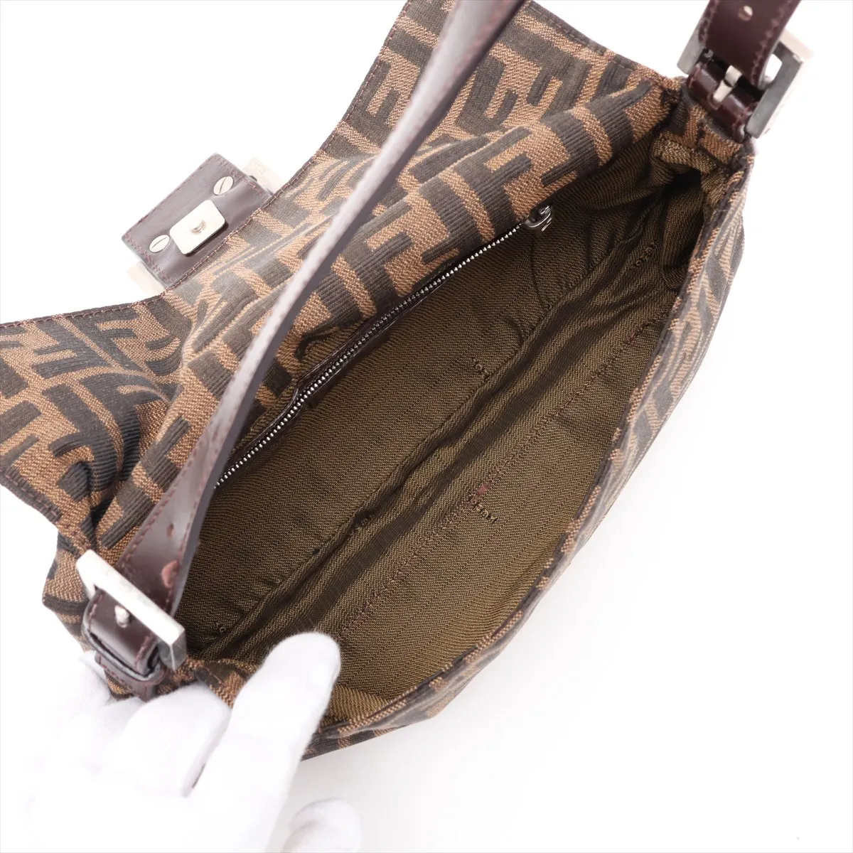 Zucca Mamma Bucket Canvas x Leather Shoulder Bag, Brown — view 7