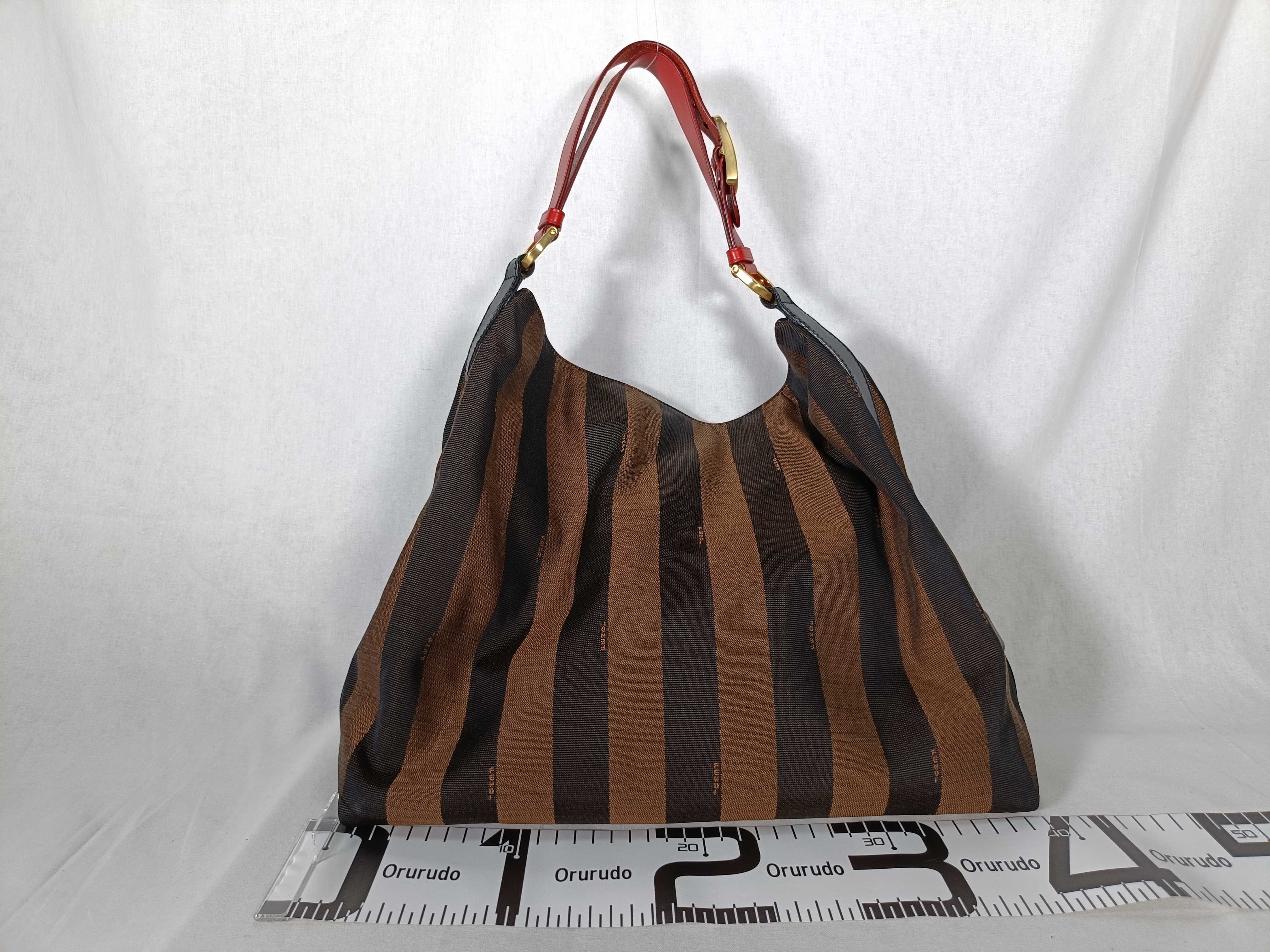 Pequin Canvas x Leather Shoulder Bag, Brown, 8BR653 Tote Bag — view 2