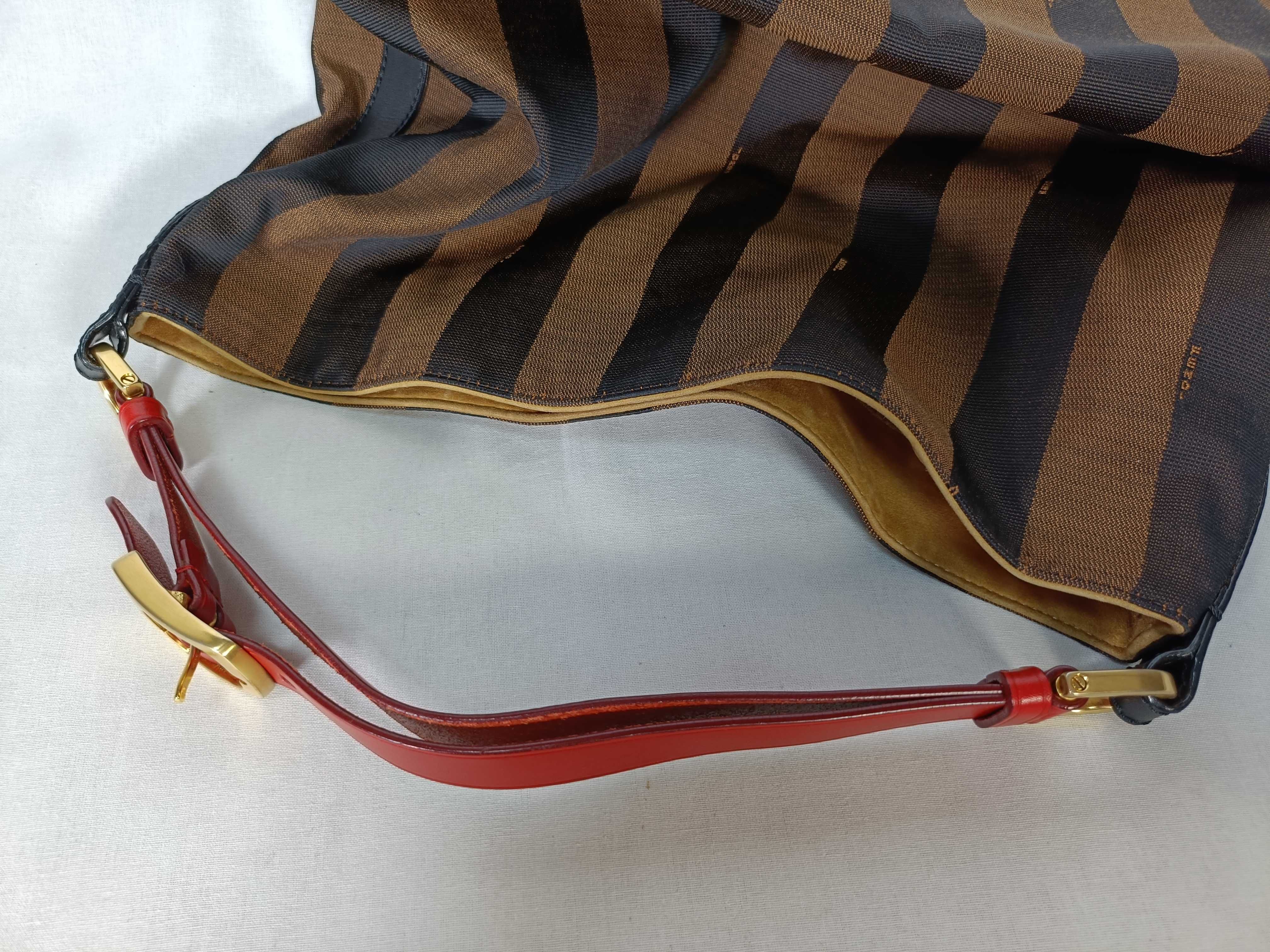 Pequin Canvas x Leather Shoulder Bag, Brown, 8BR653 Tote Bag — view 9