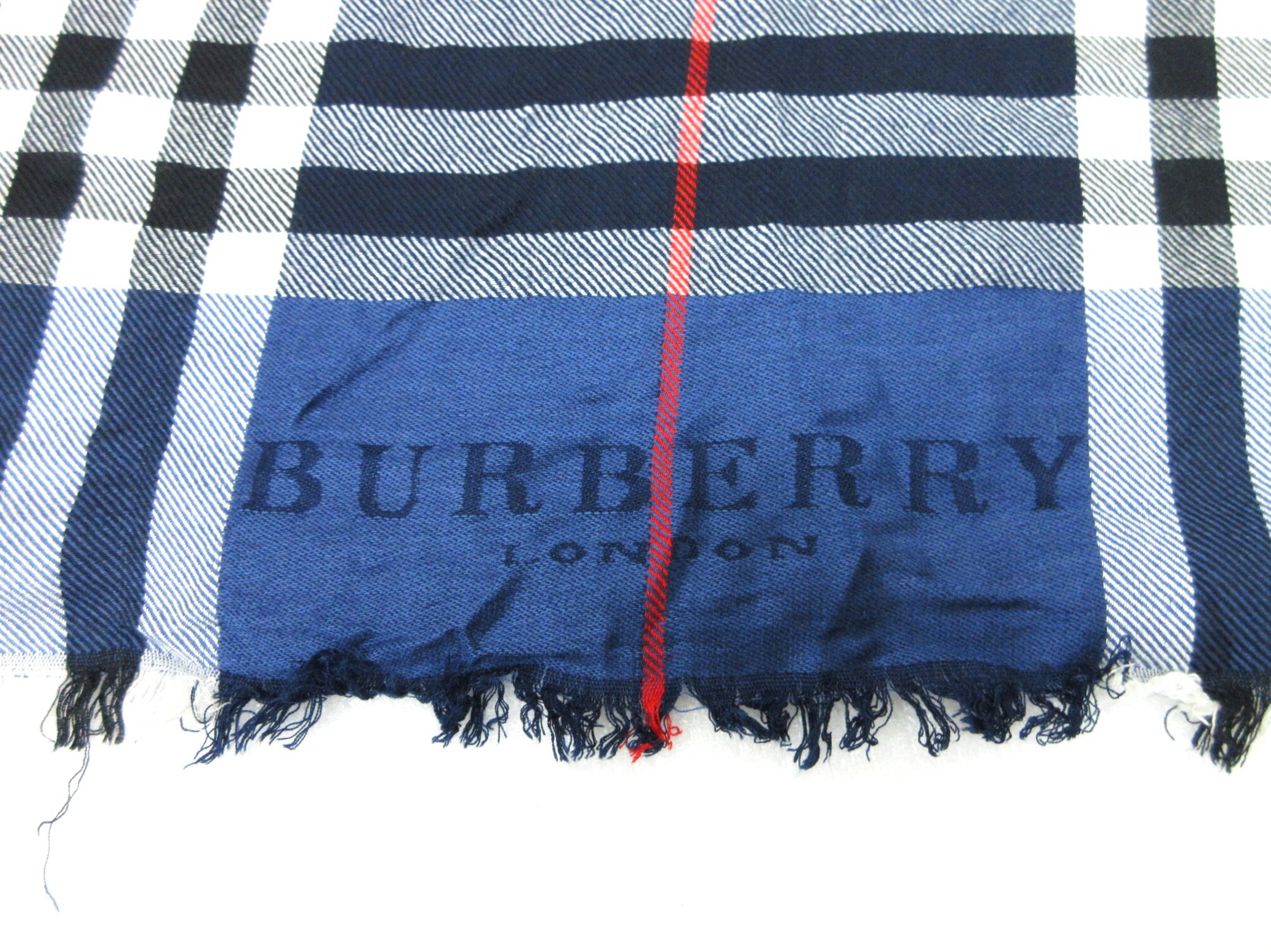 LONDON Burberry check scarf, blue tones, and other accessories. — view 2