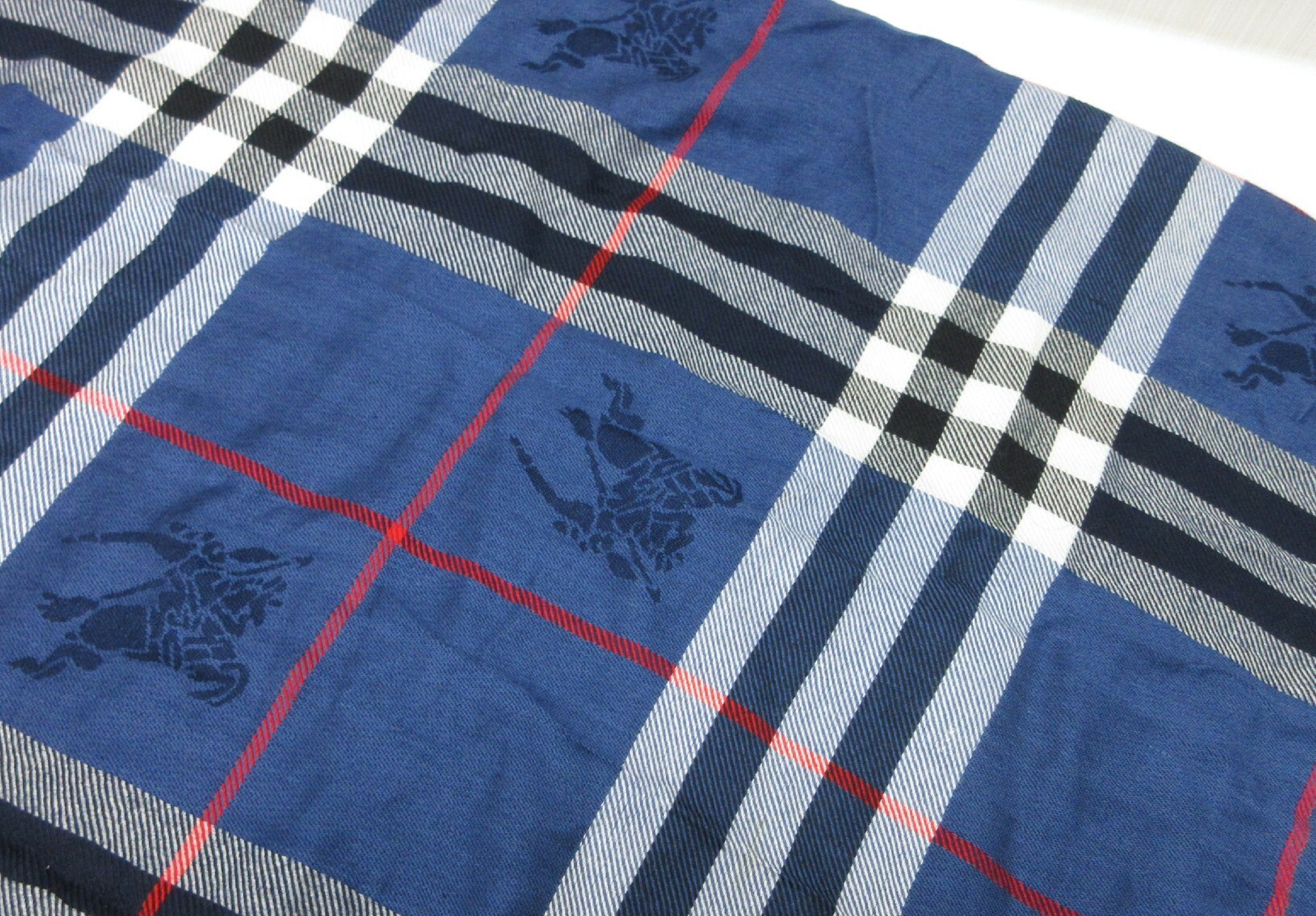 LONDON Burberry check scarf, blue tones, and other accessories. — view 3