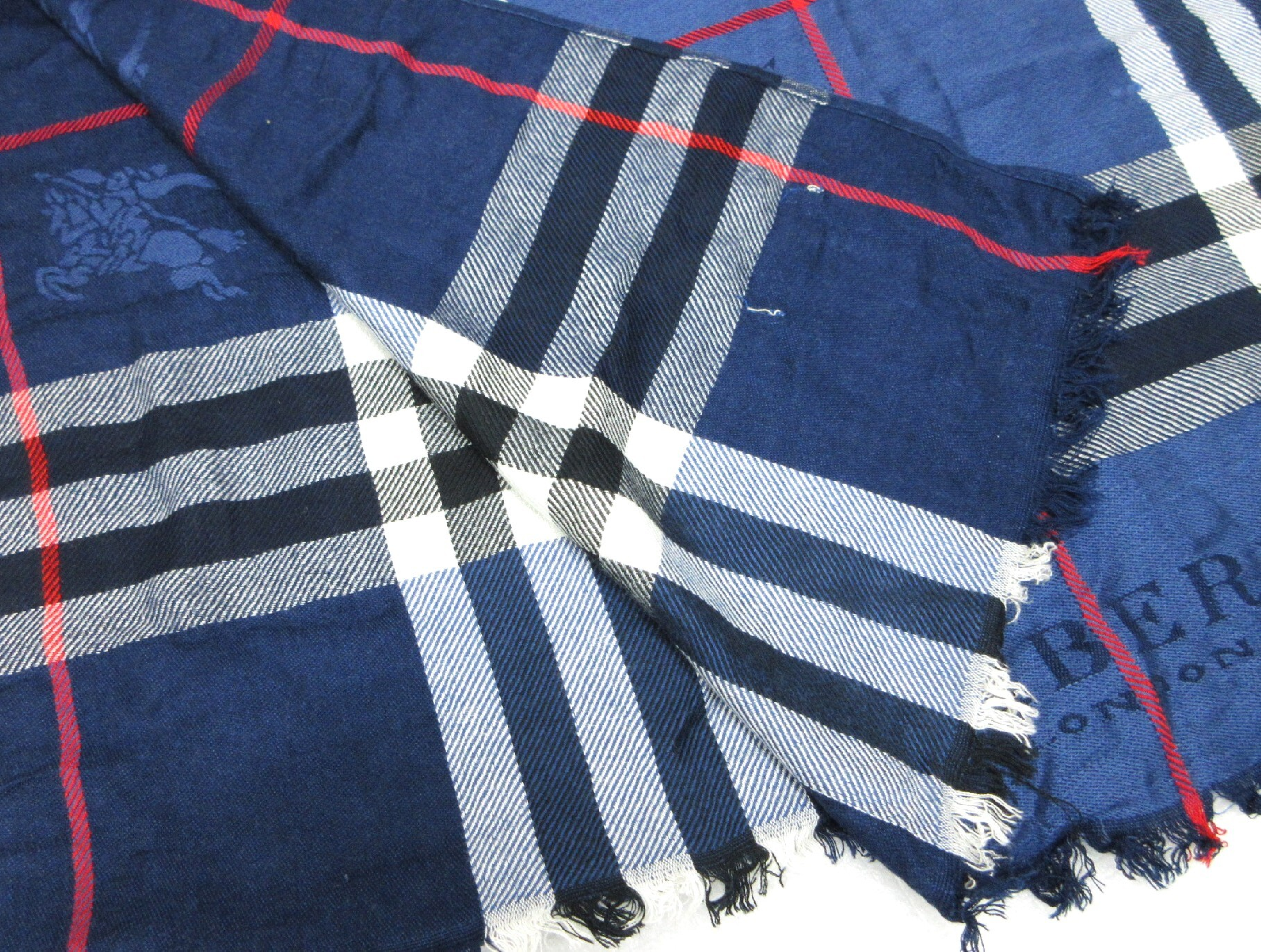 LONDON Burberry check scarf, blue tones, and other accessories. — view 5