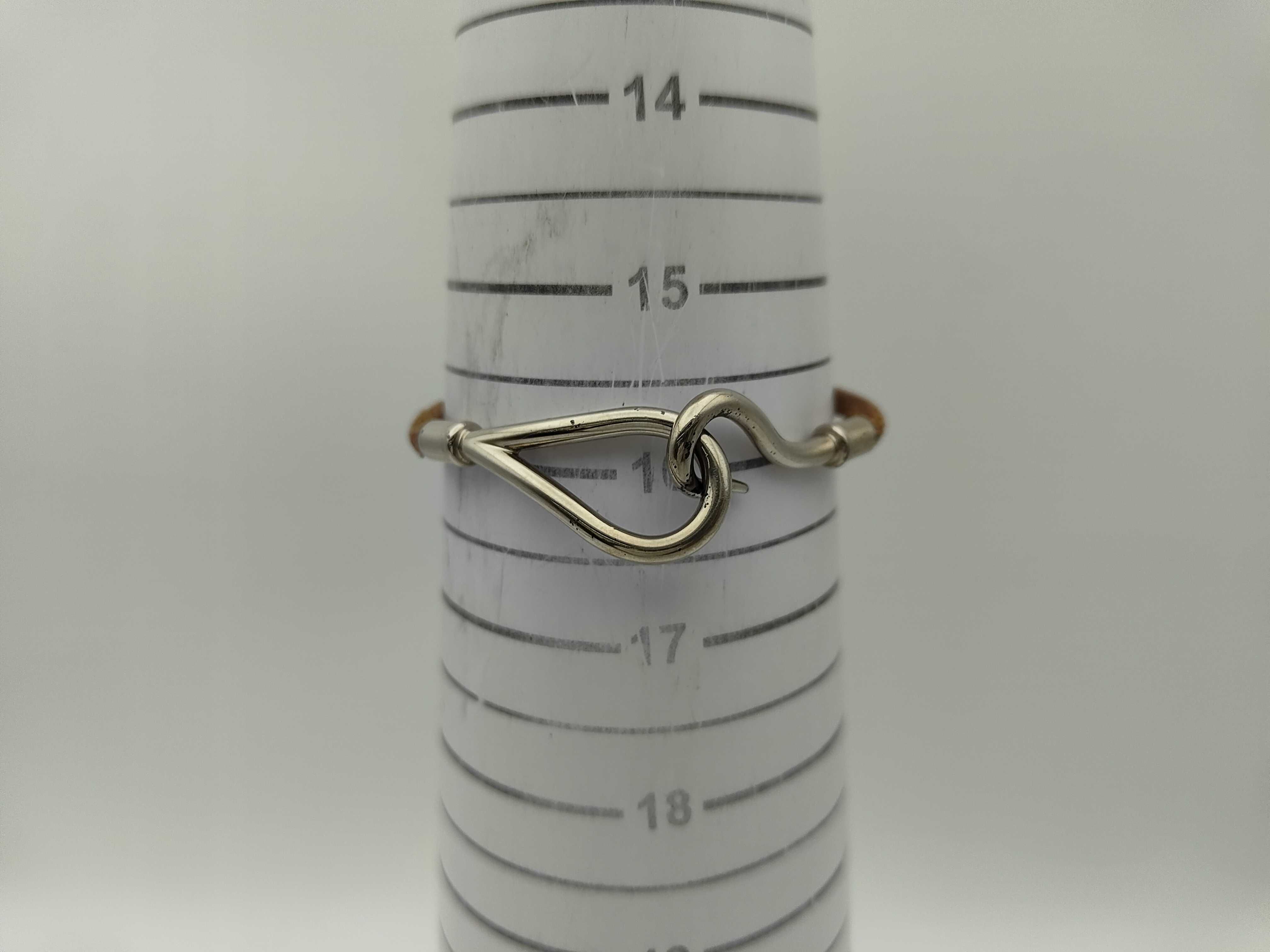 Jumbo Leather Brown Silver Hardware Bracelet Bracelet/Bangle — view 4