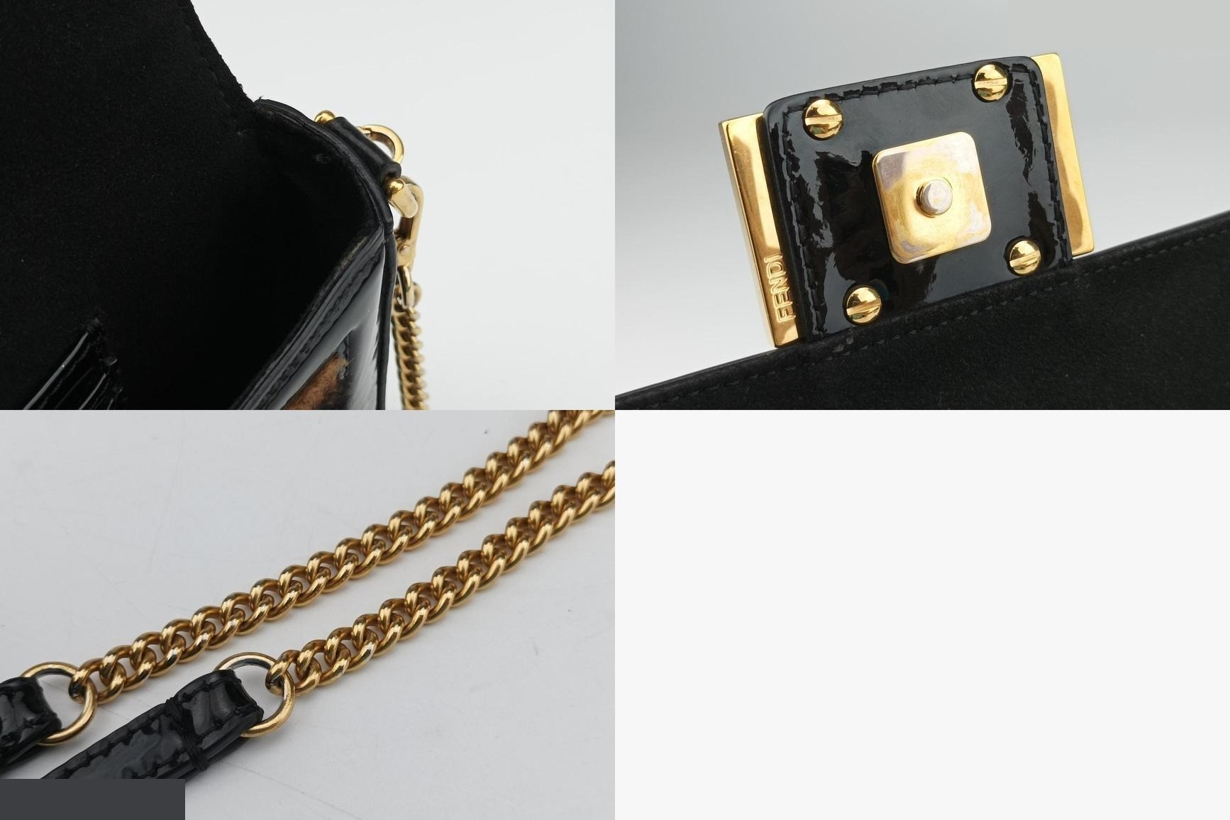 Bucket bag, fur x patent leather, brown x black — view 11