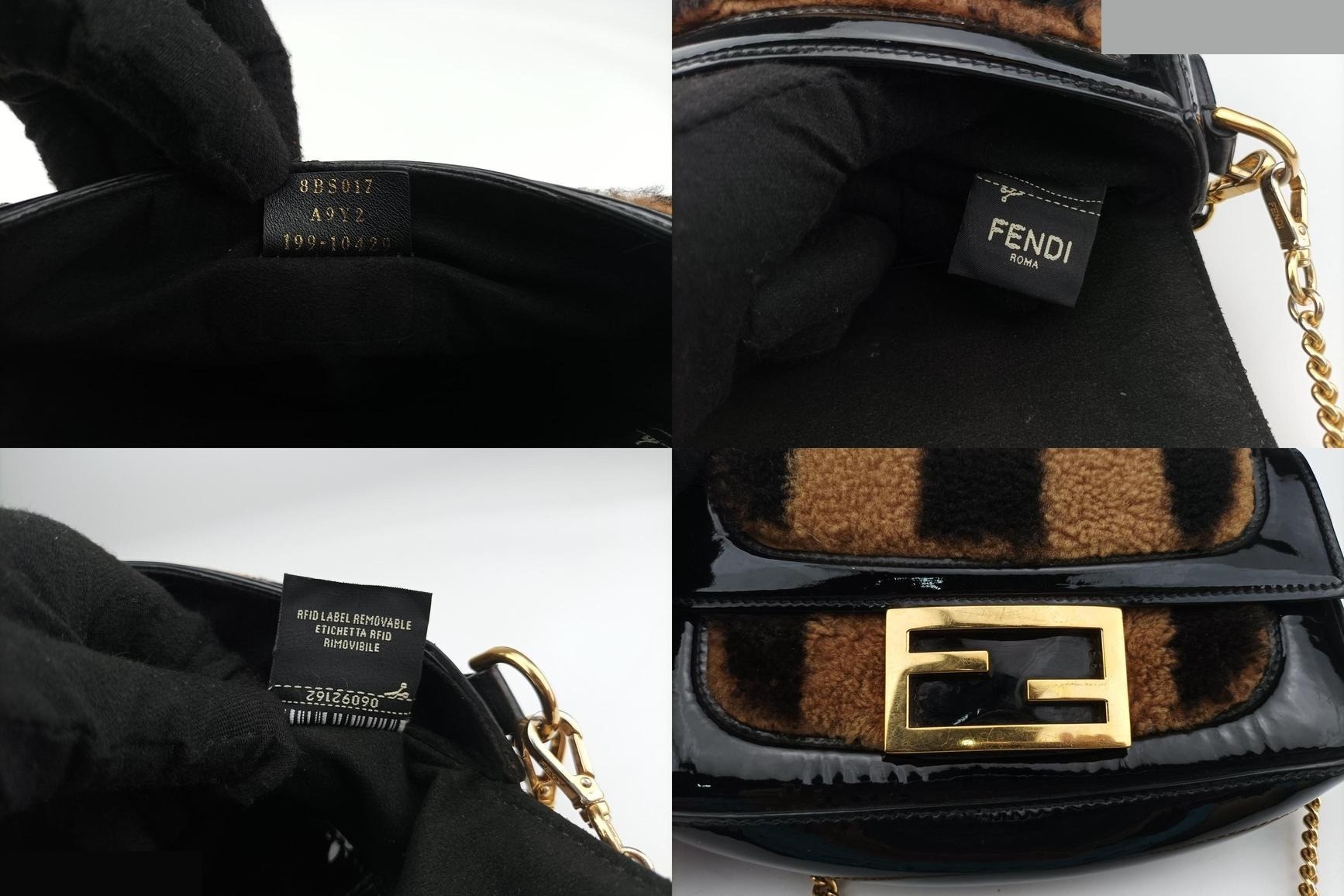 Bucket bag, fur x patent leather, brown x black — view 8