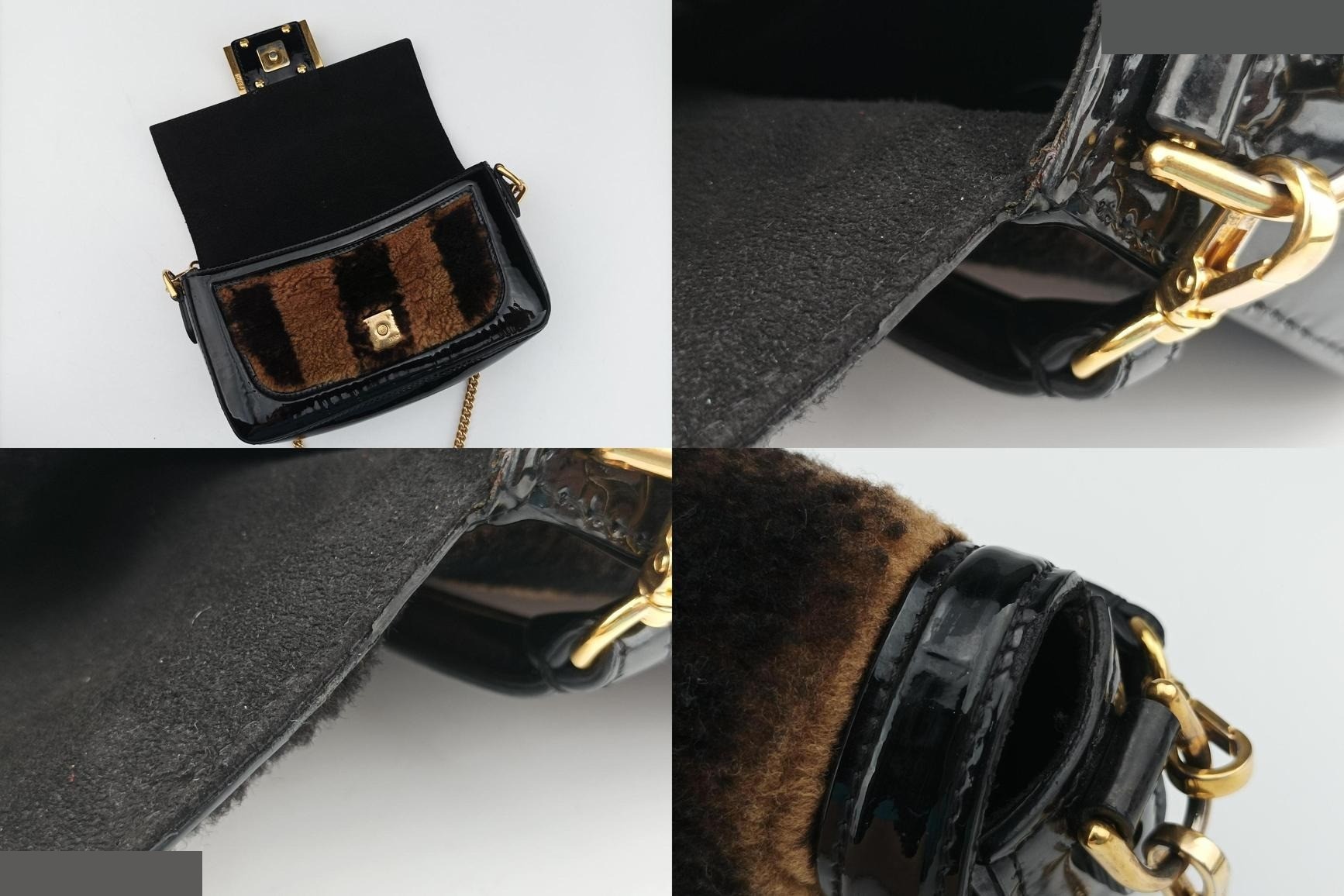 Bucket bag, fur x patent leather, brown x black — view 9