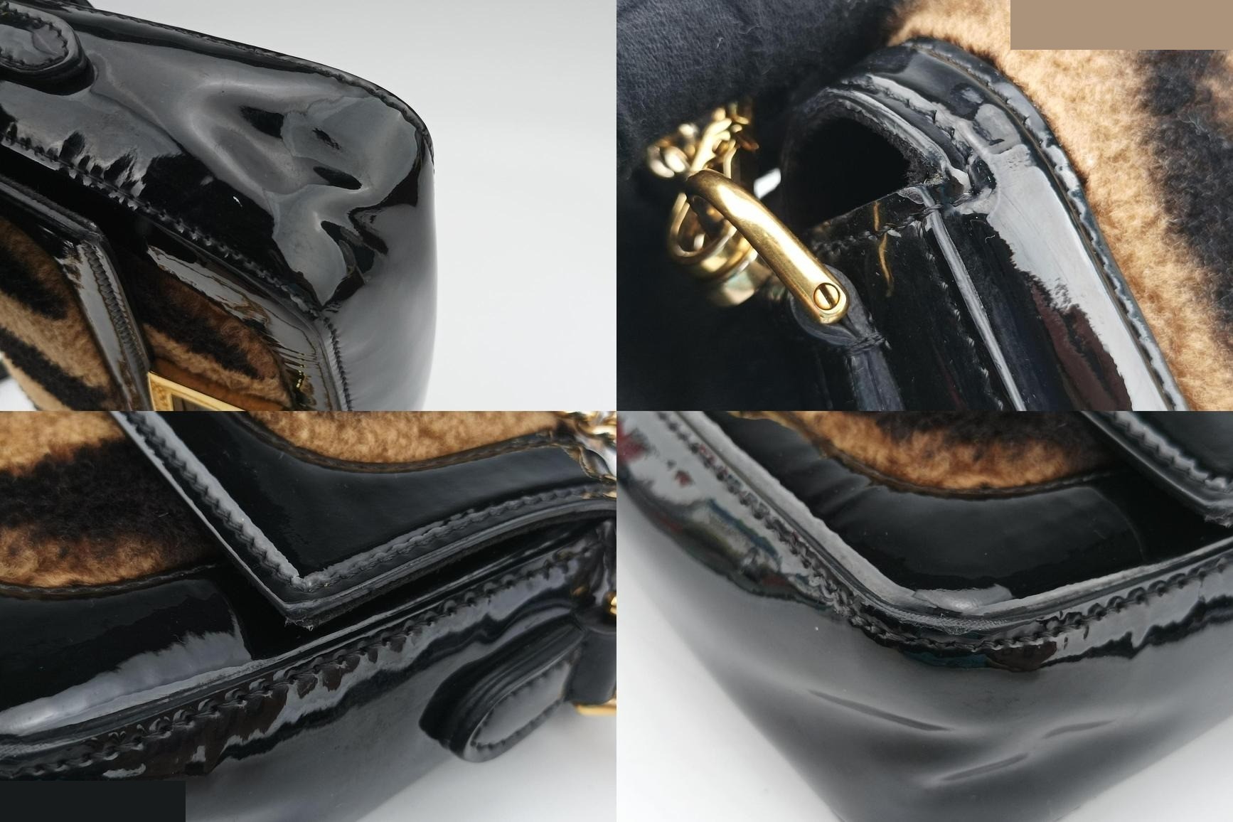 Bucket bag, fur x patent leather, brown x black — view 10