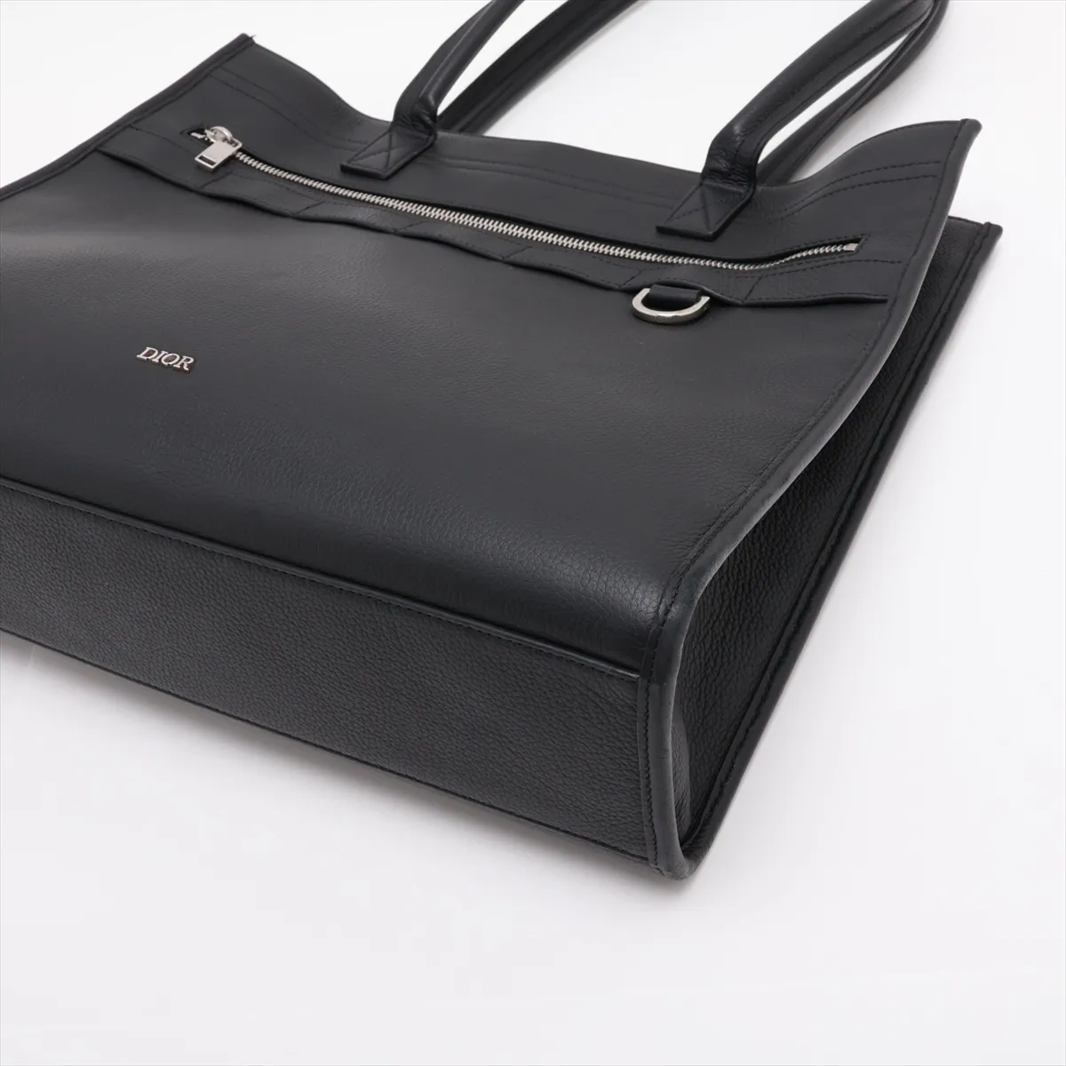 Safari Leather Tote Bag, Black — view 3