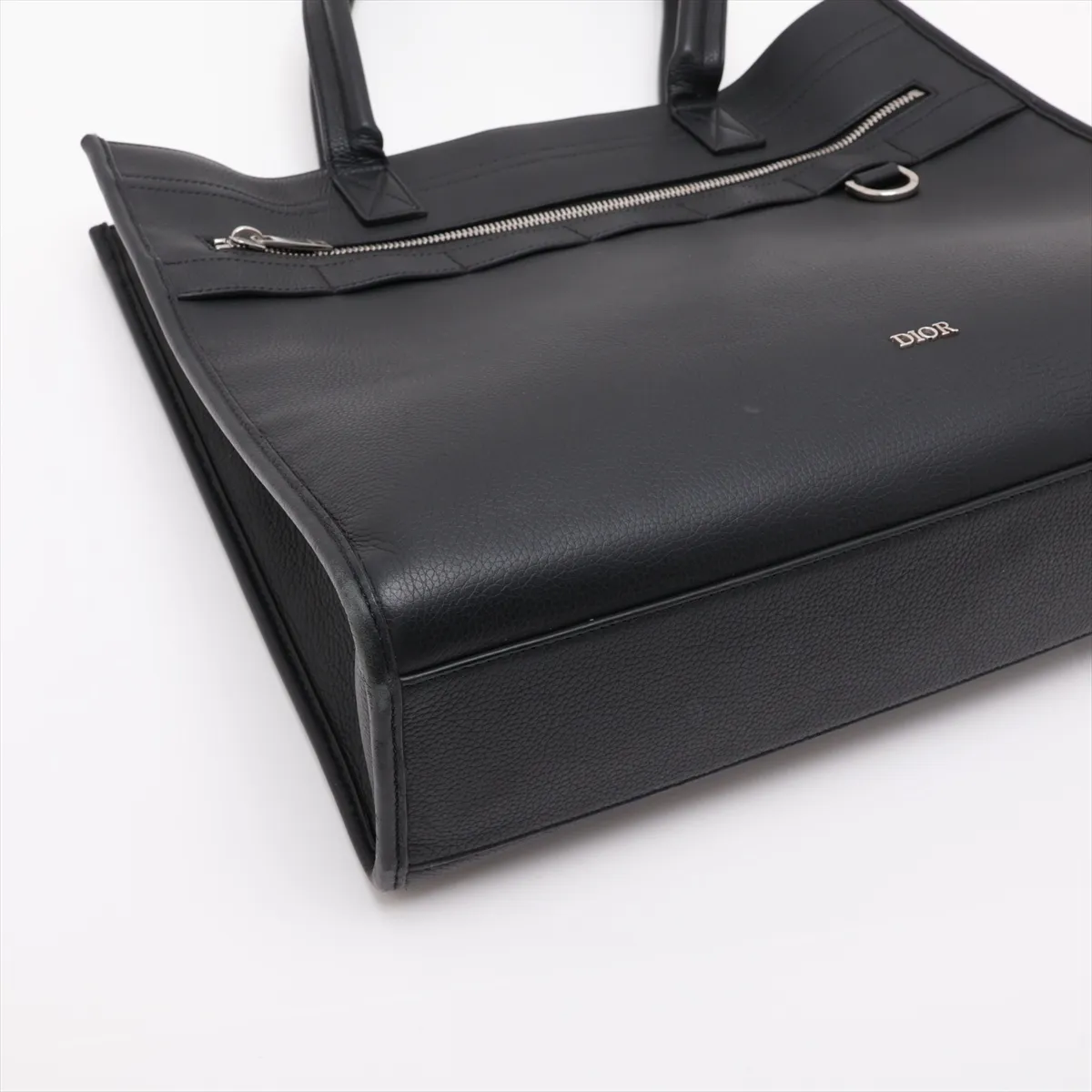 Safari Leather Tote Bag, Black — view 4
