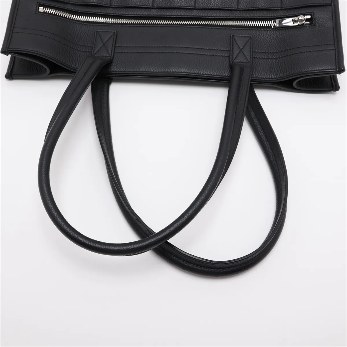 Safari Leather Tote Bag, Black — view 5