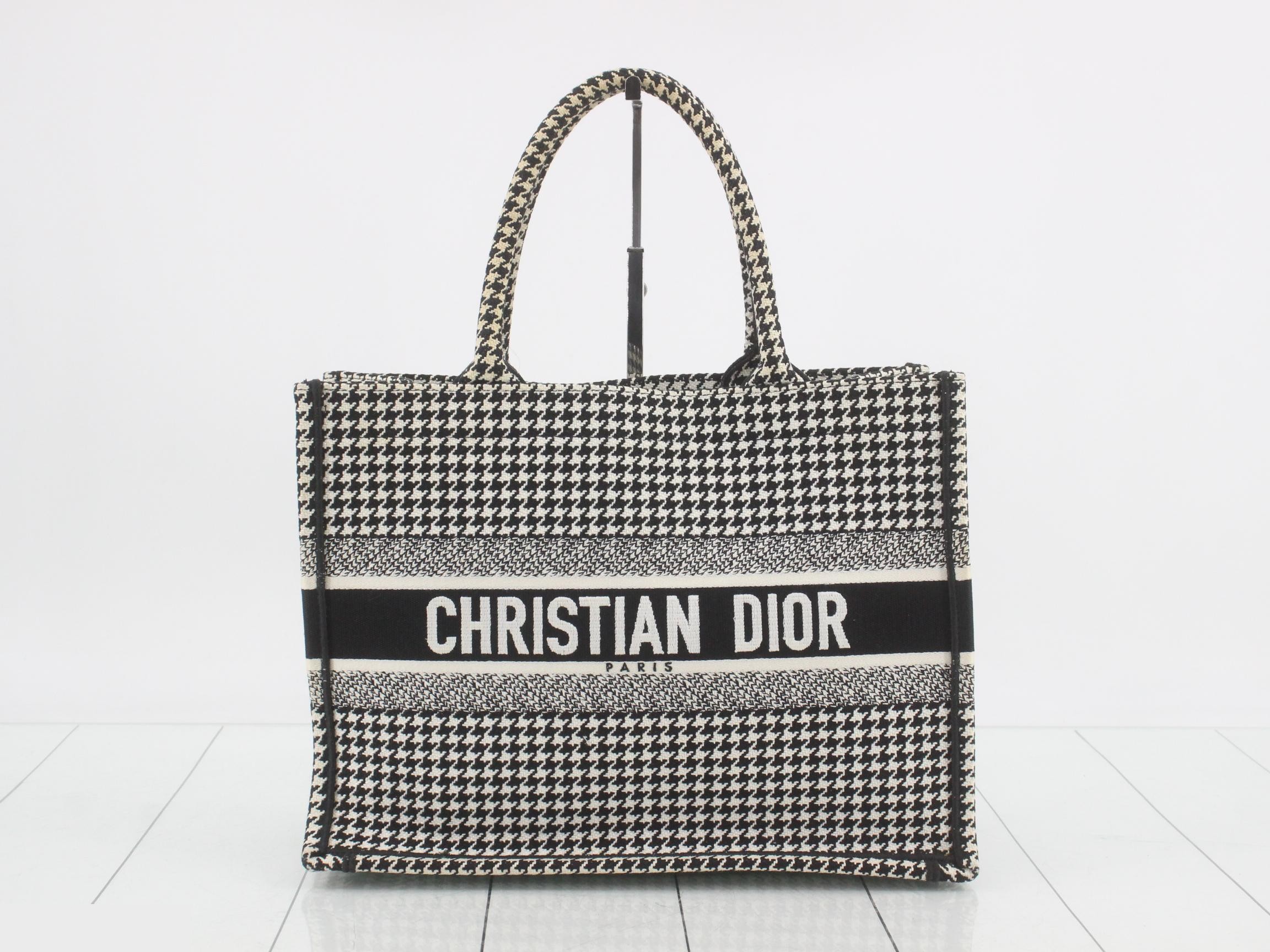 Book Tote Bag - Houndstooth Pattern