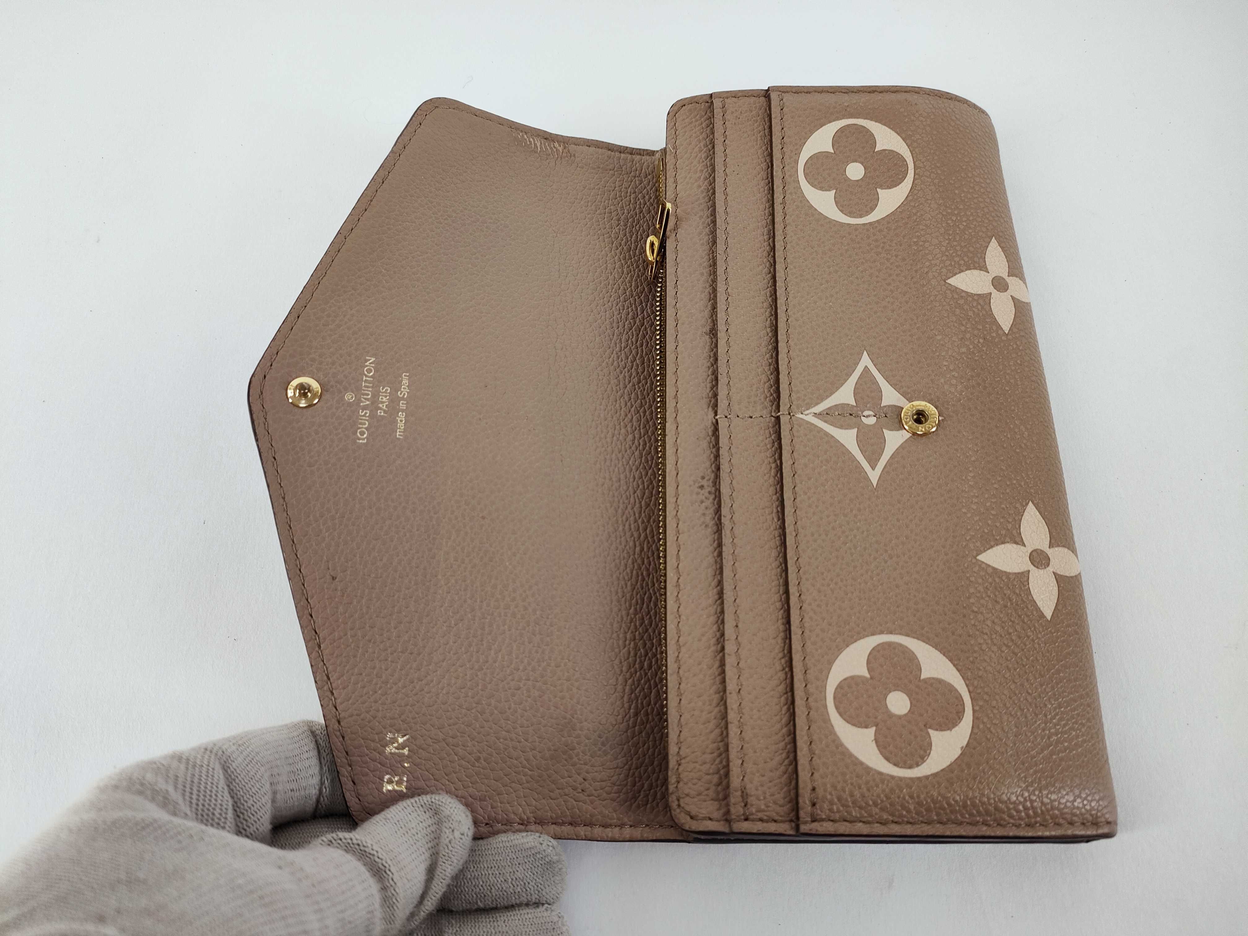 Monogram Louis Vuitton Empreinte Portefeuille Sarah Bicolor Tourterelle M81049 RFID Wallet — view 9