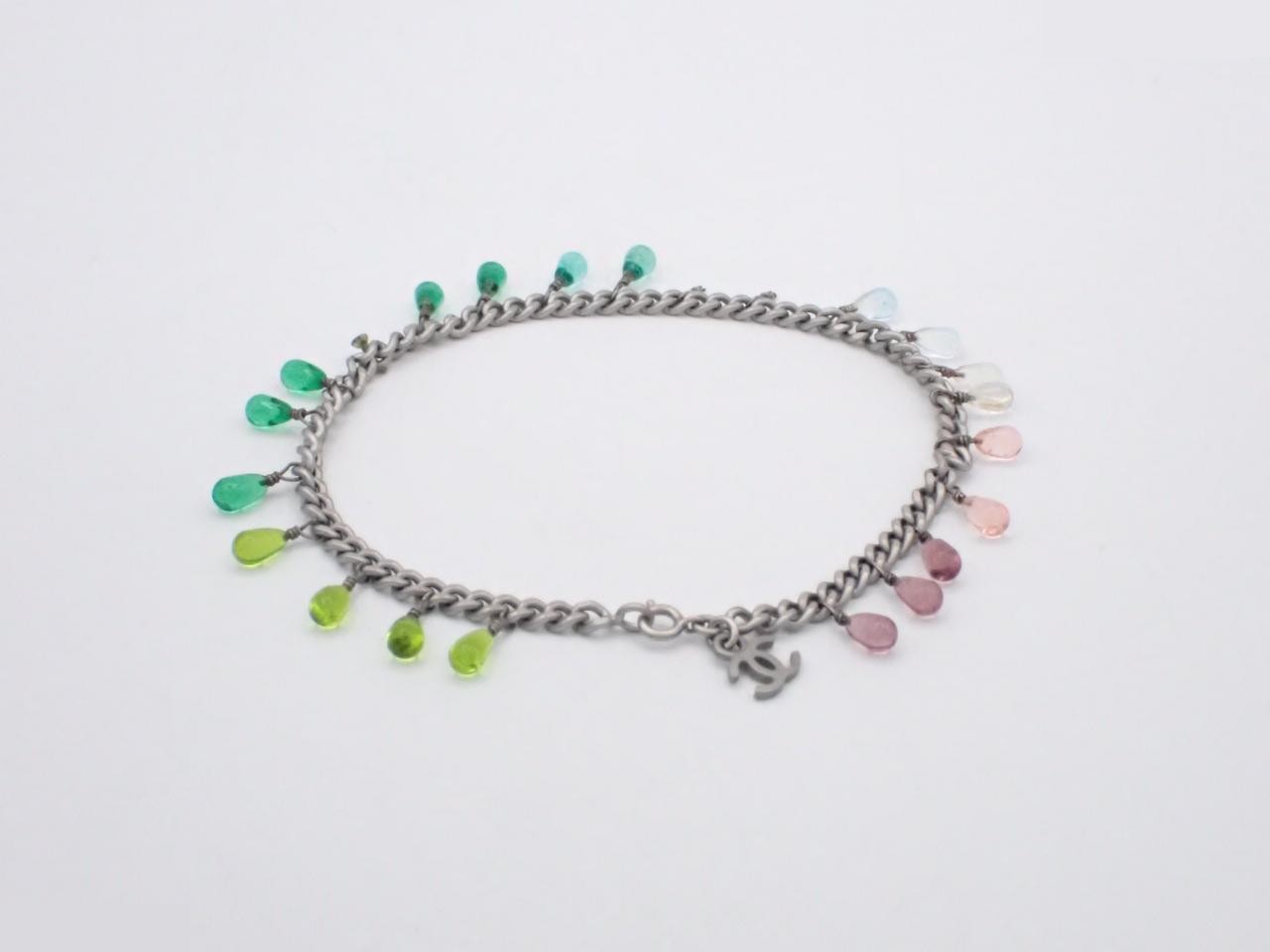 Coco Mark Multicolor Drop Bead Bracelet, Total Length Approx. 24cm — view 2