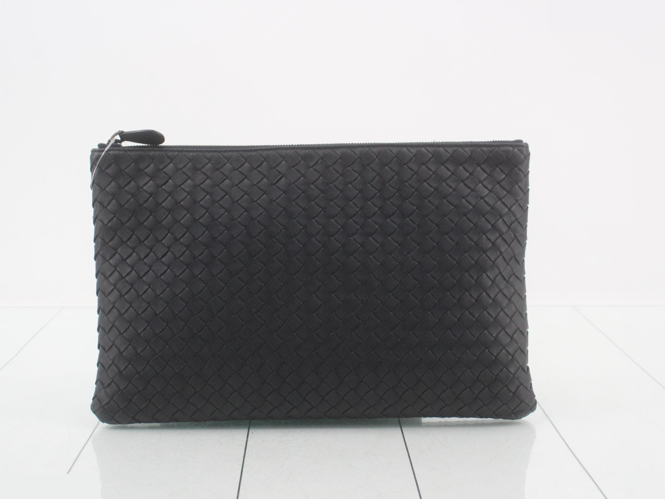Clutch bag, black, leather