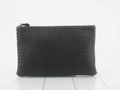 Clutch bag, black, leather