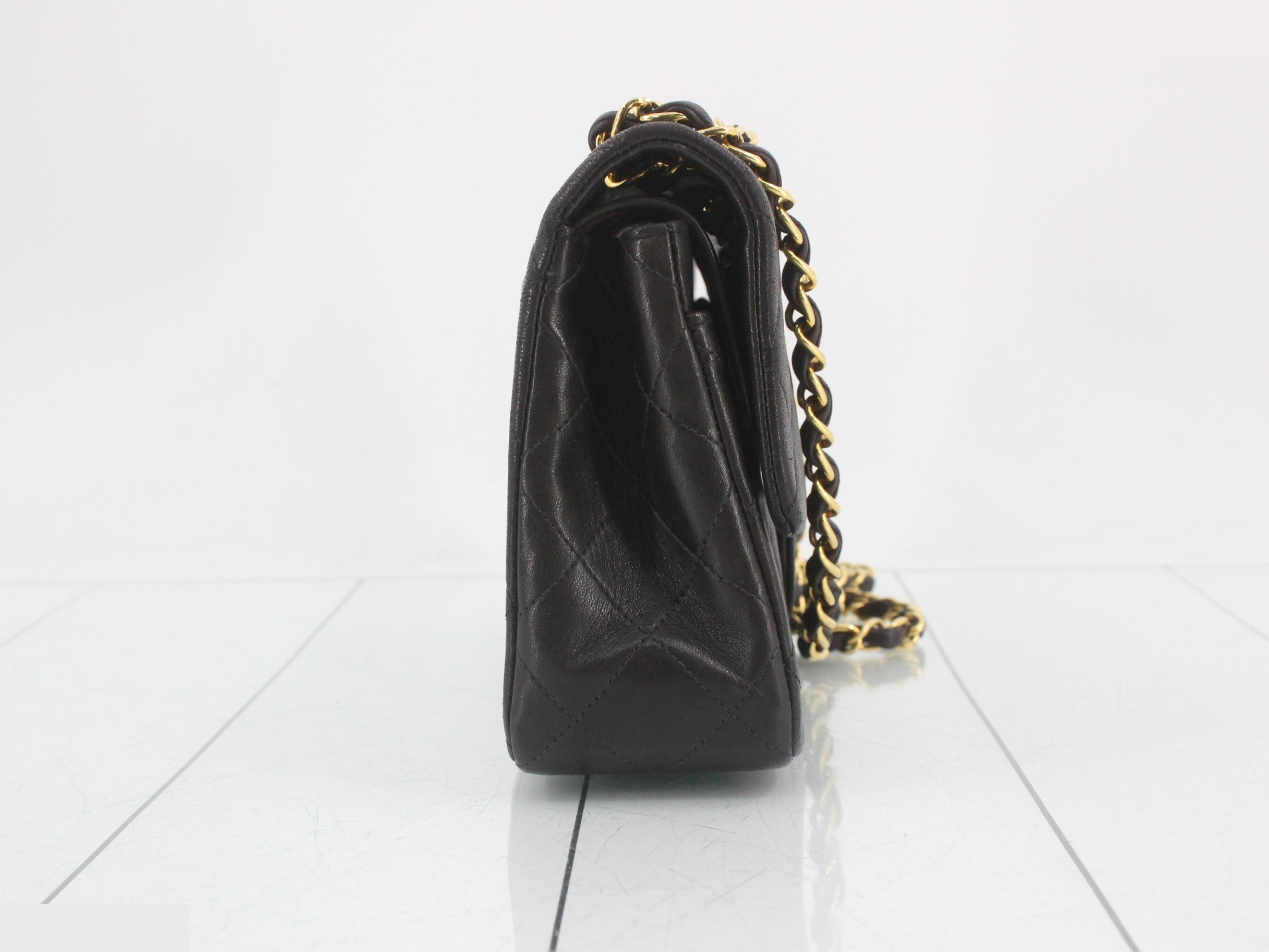 Matelassé 23 Lambskin Double Flap Double Chain Shoulder Bag, Black — view 4