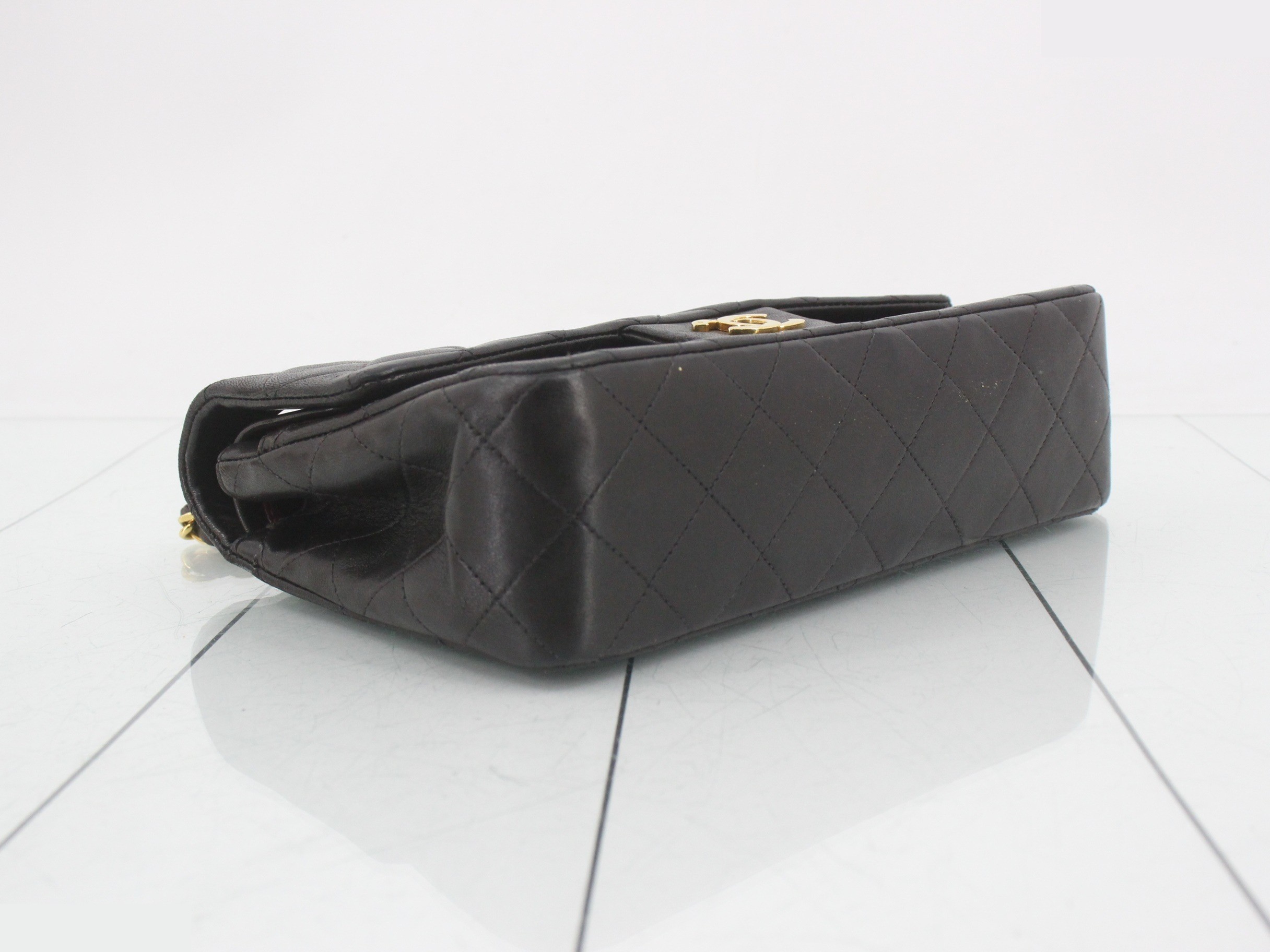 Matelassé 23 Lambskin Double Flap Double Chain Shoulder Bag, Black — view 5