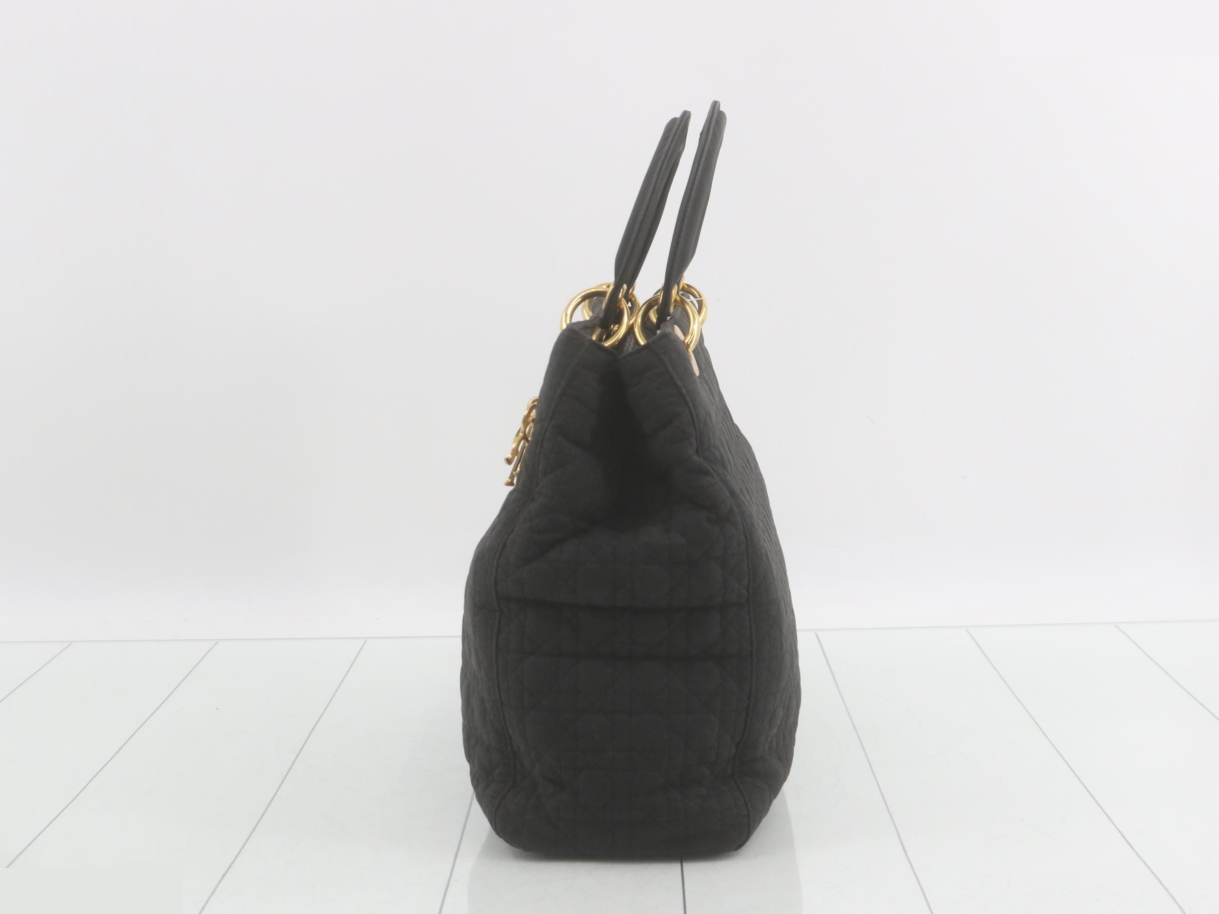 Lady Dior Cannage handbag, black — view 3
