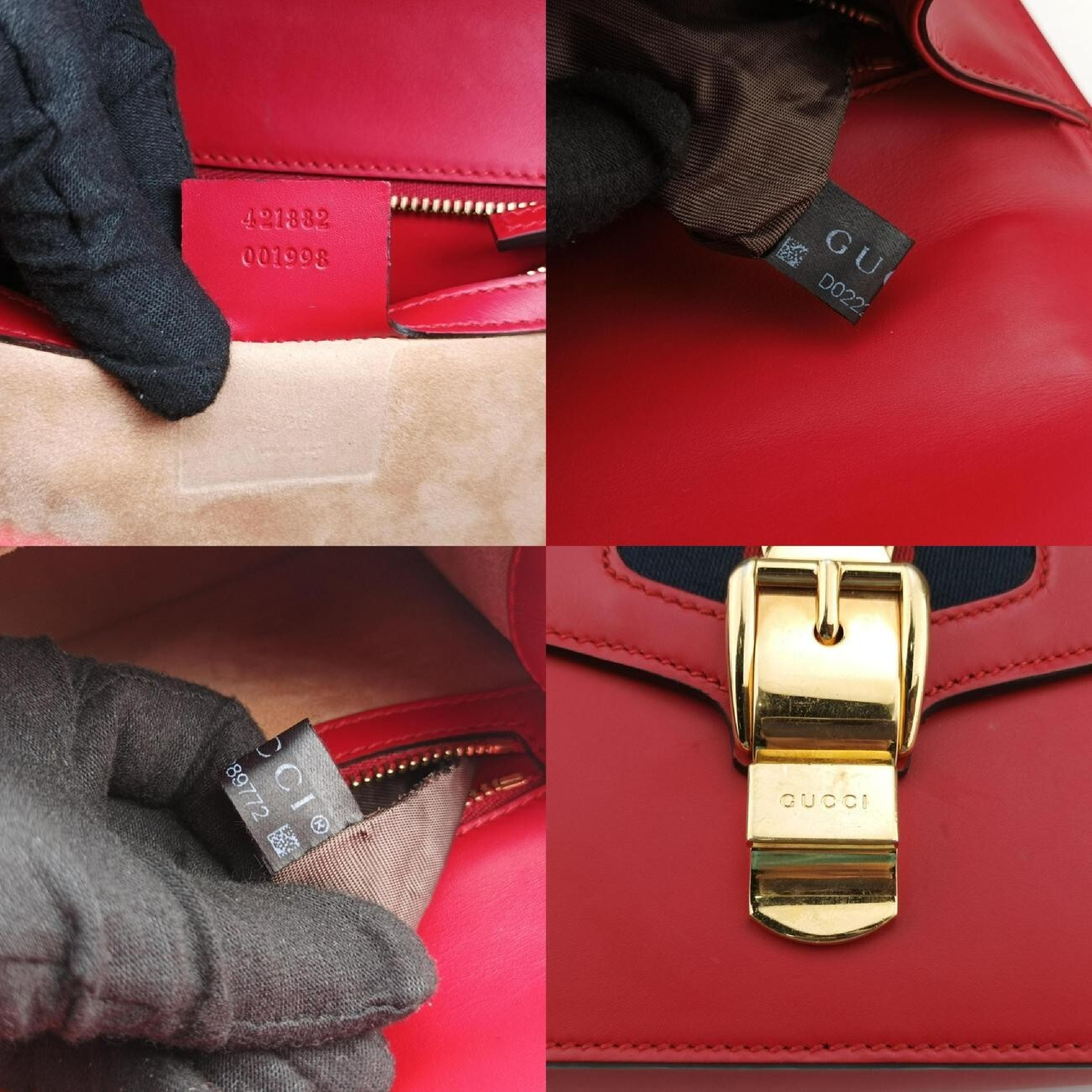 Sylvie Red x Navy Leather Shoulder Bag 421882 D022289772 — view 8