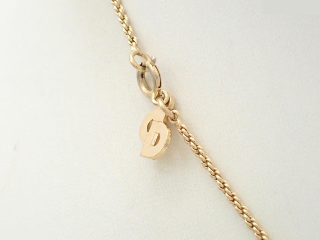 CD logo rhinestone gold necklace chain approximately 40cm — view 2