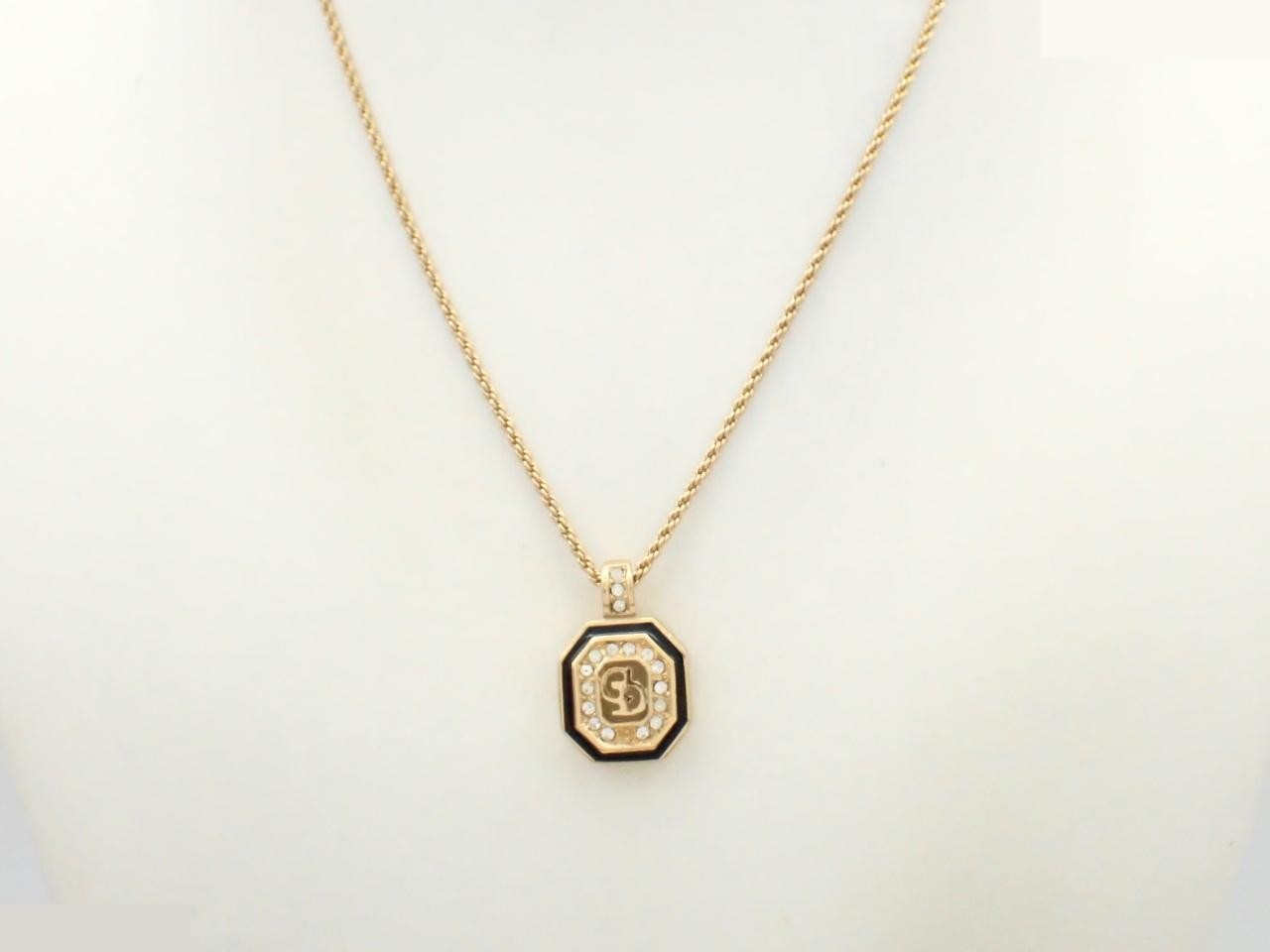 CD logo rhinestone gold necklace chain approximately 40cm — view 3