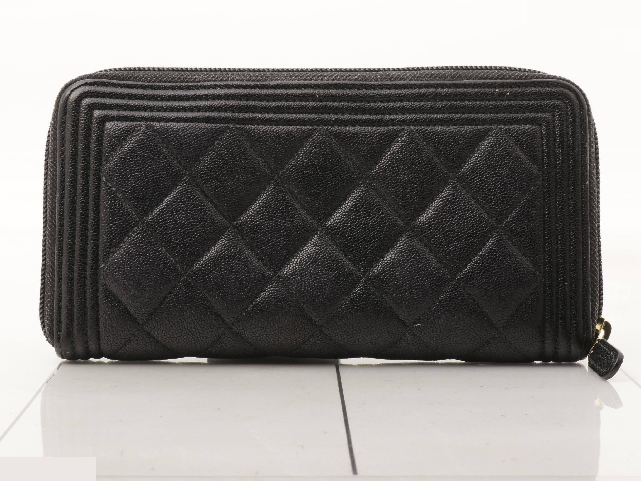 Caviar leather (bag) and long wallet, Boy Chanel, black — view 2