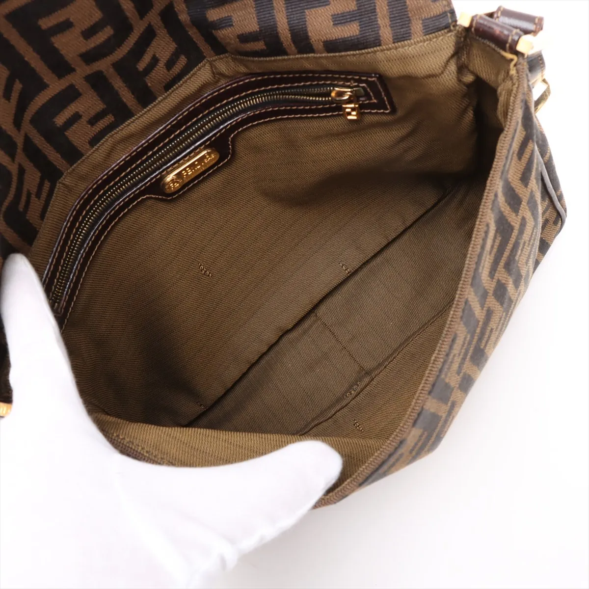 Zucca Canvas x Leather Shoulder Bag Brown — view 6