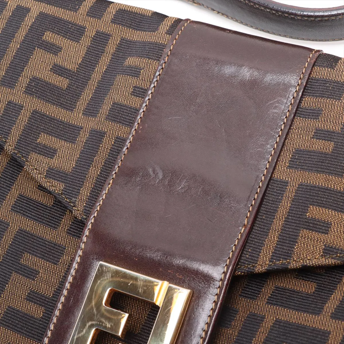 Zucca Canvas x Leather Shoulder Bag Brown — view 9