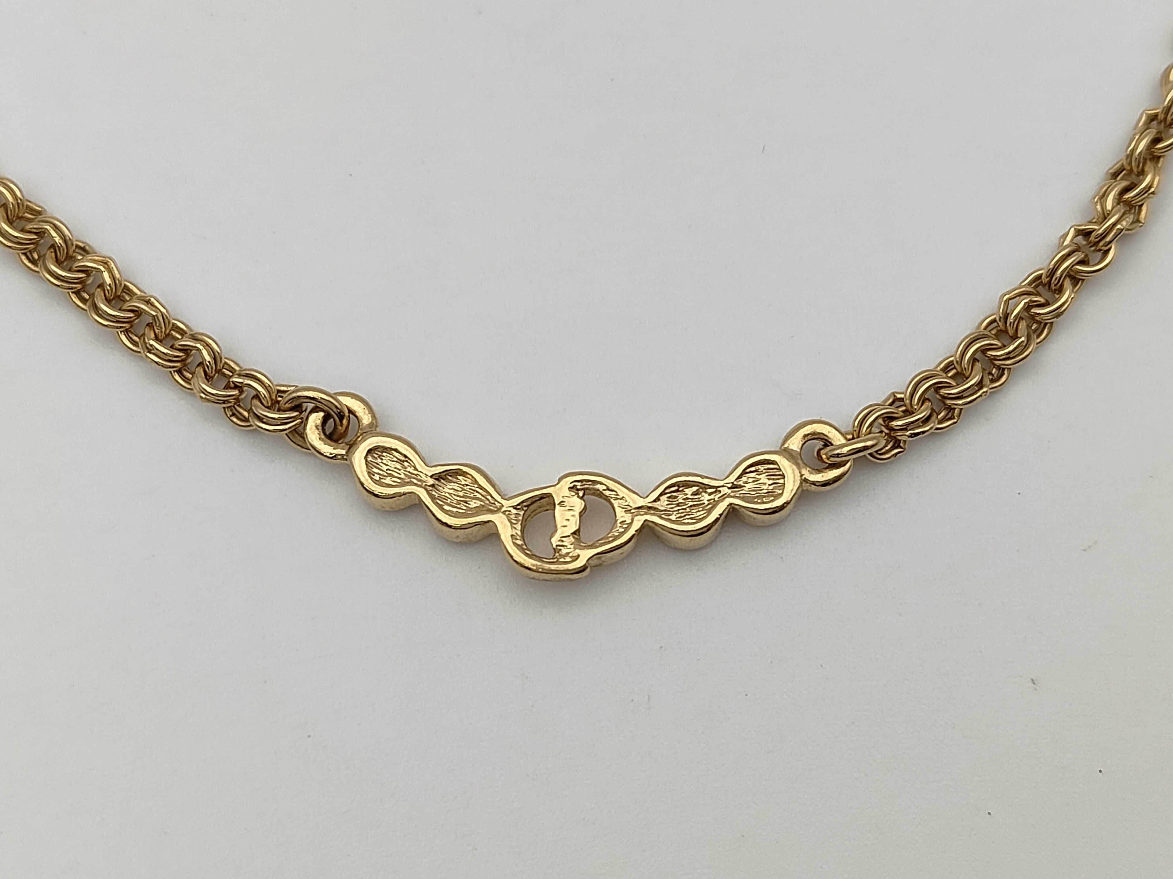 CD Logo Rhinestone Gold Necklace — view 2