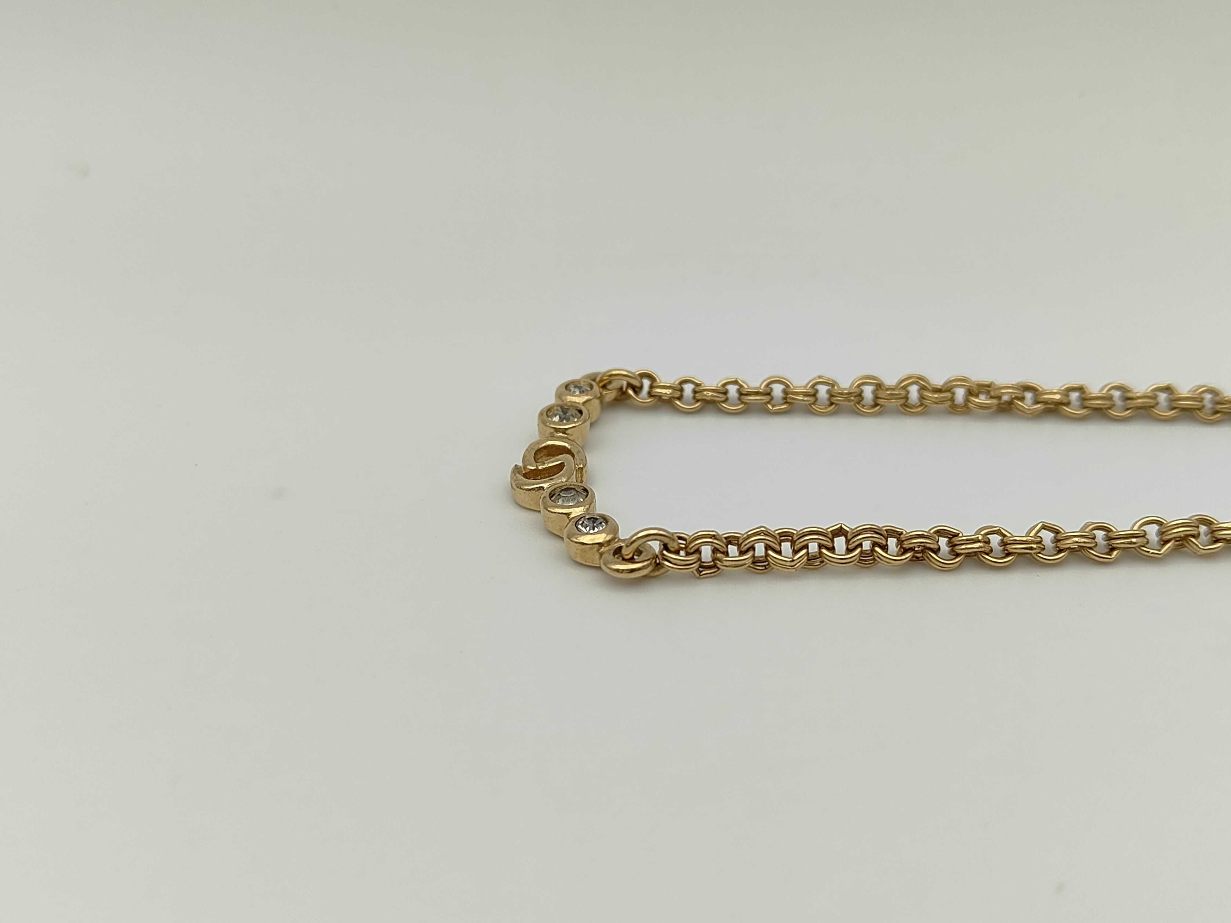 CD Logo Rhinestone Gold Necklace — view 3