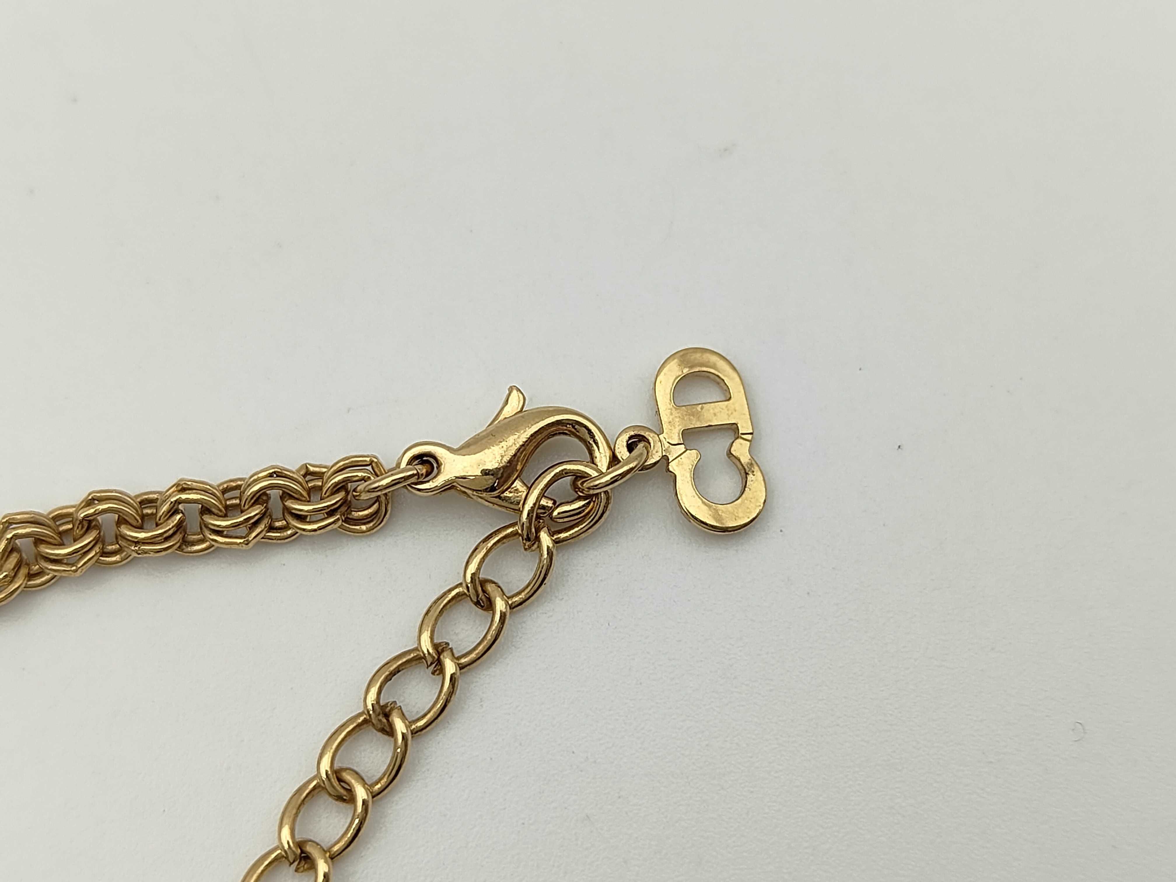 CD Logo Rhinestone Gold Necklace — view 4