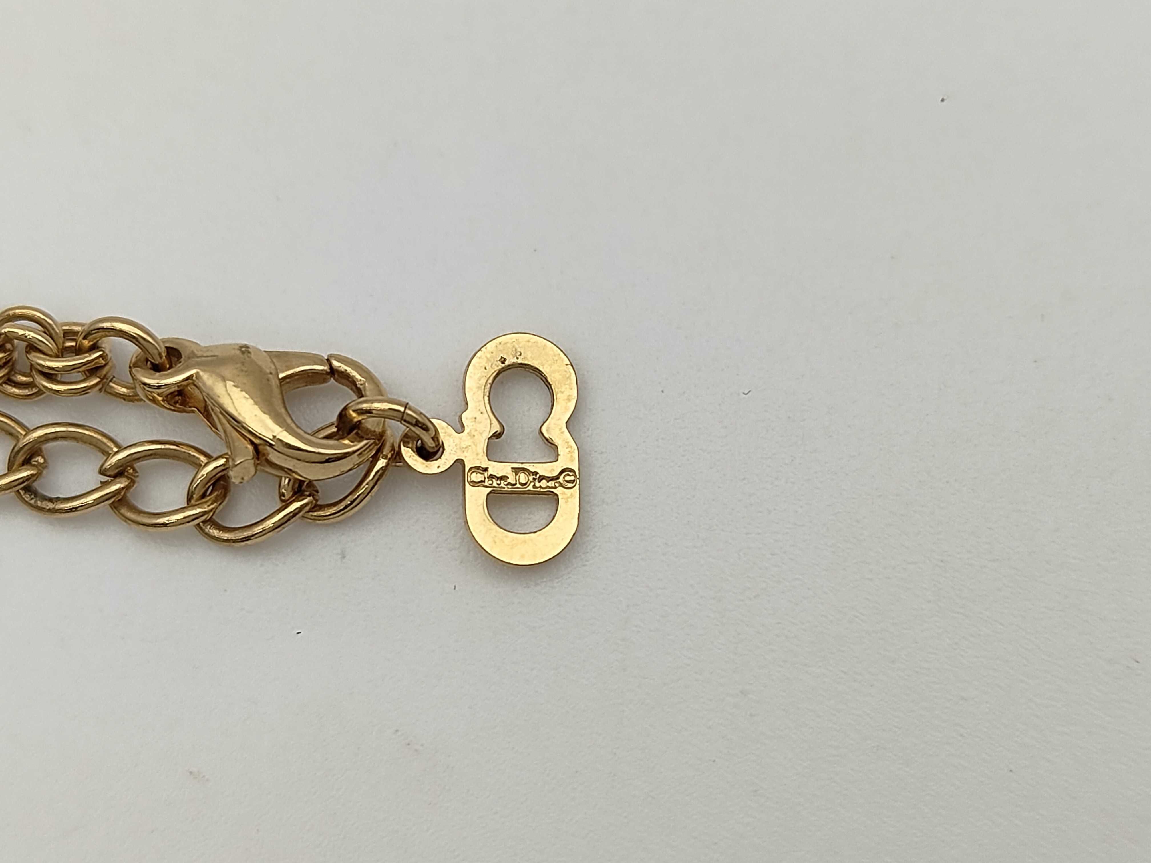 CD Logo Rhinestone Gold Necklace — view 5