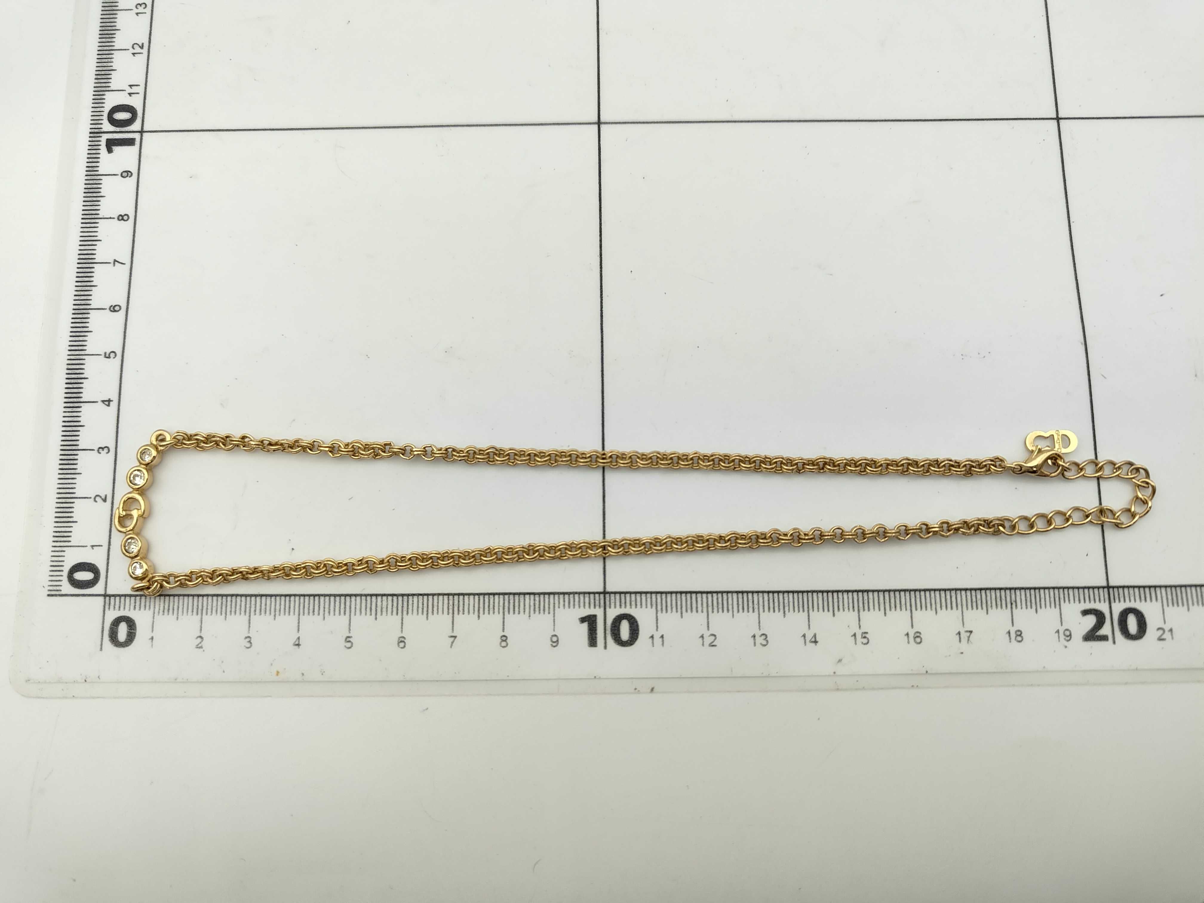 CD Logo Rhinestone Gold Necklace — view 6