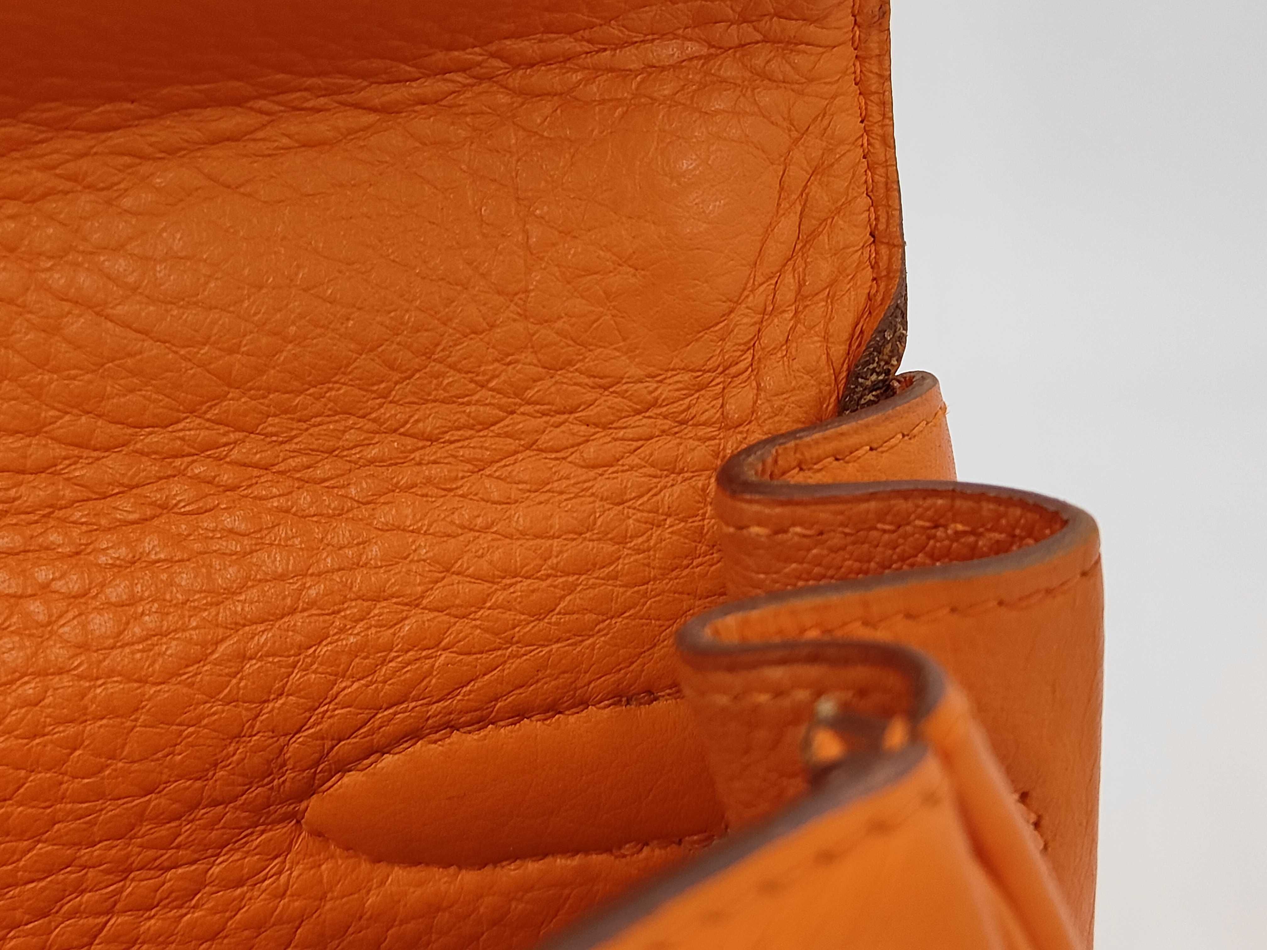 Kelly 32 Orange Gold Hardware G Stamp Handbag — view 11