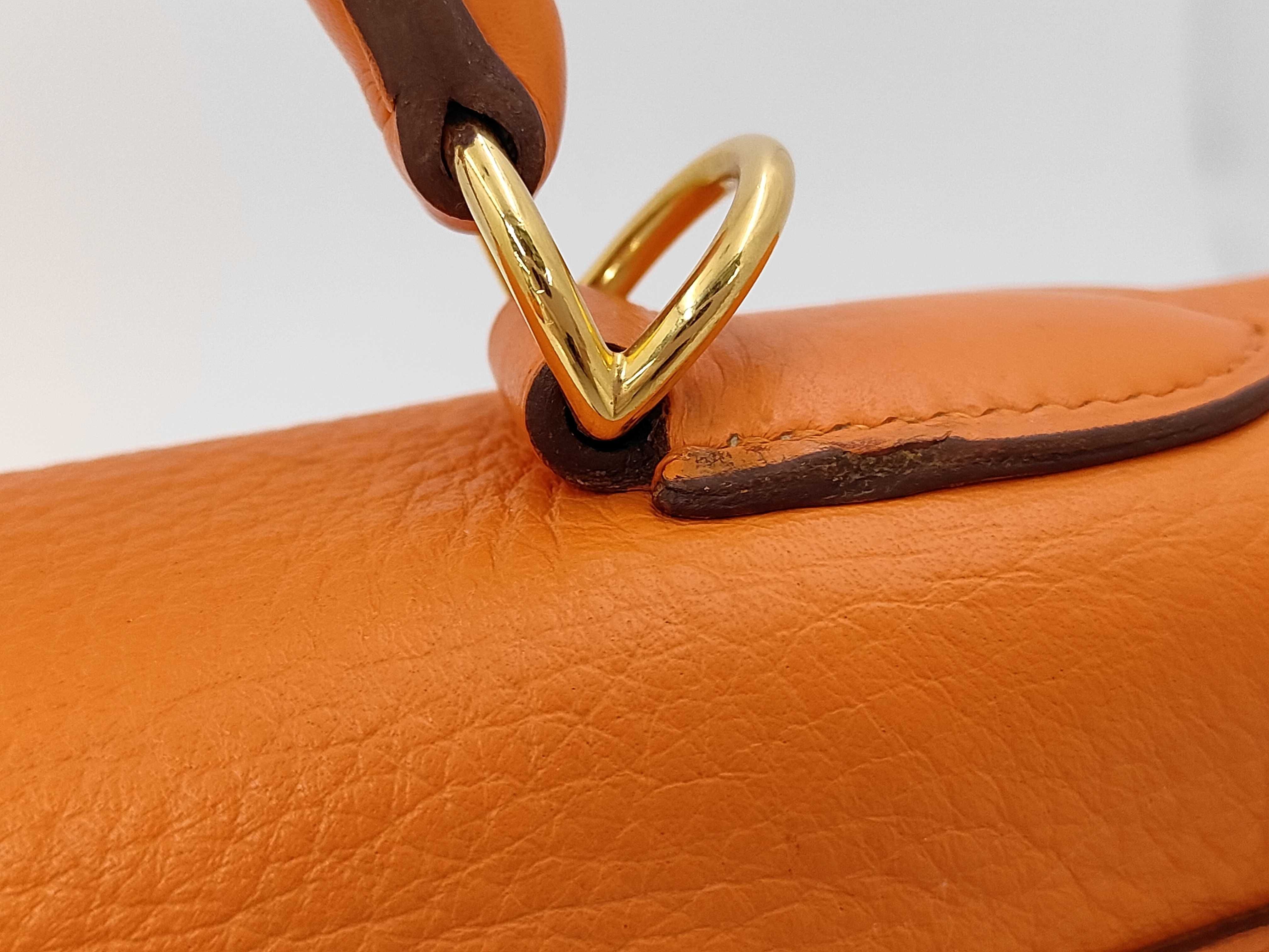 Kelly 32 Orange Gold Hardware G Stamp Handbag — view 3