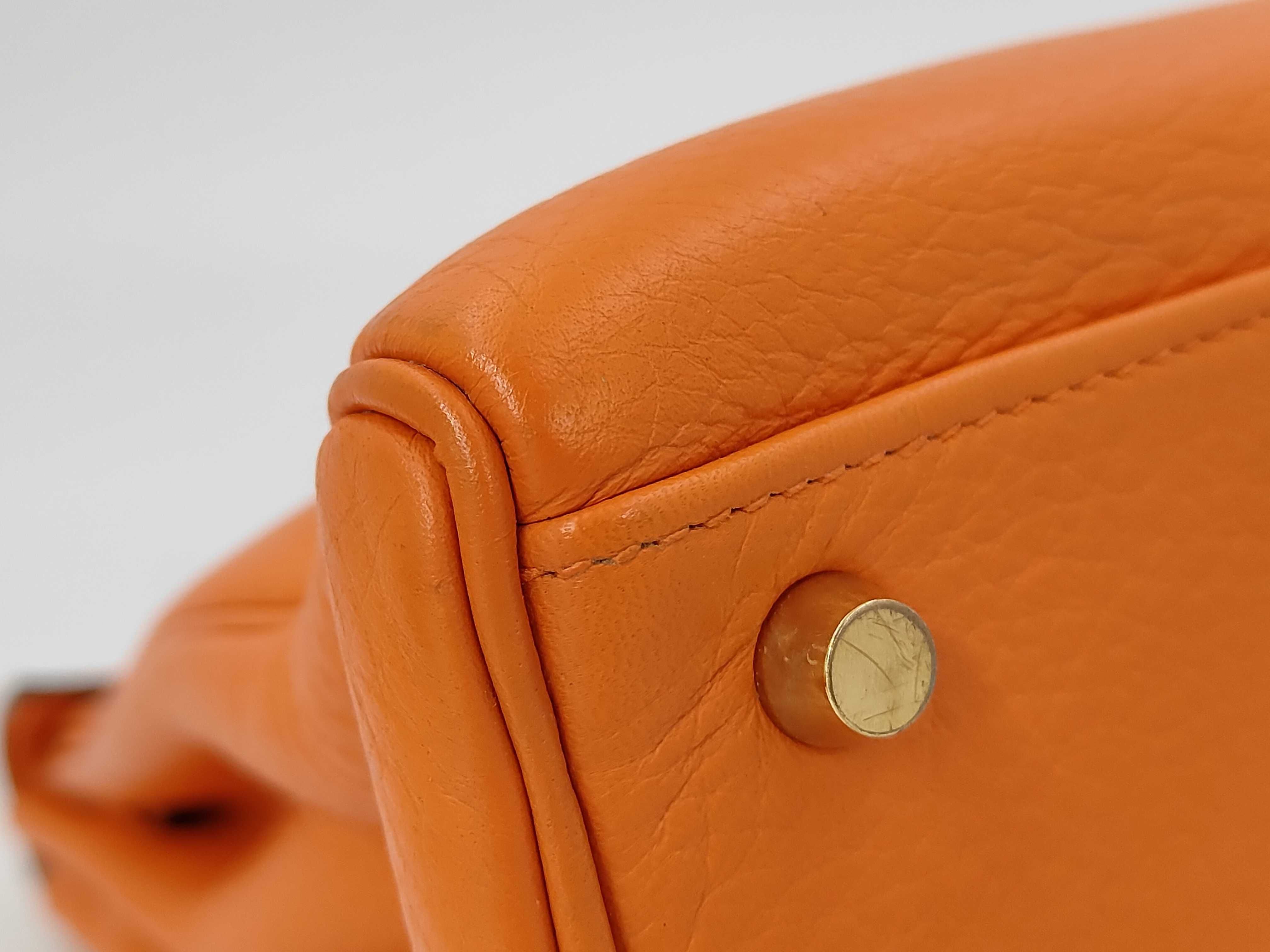 Kelly 32 Orange Gold Hardware G Stamp Handbag — view 7