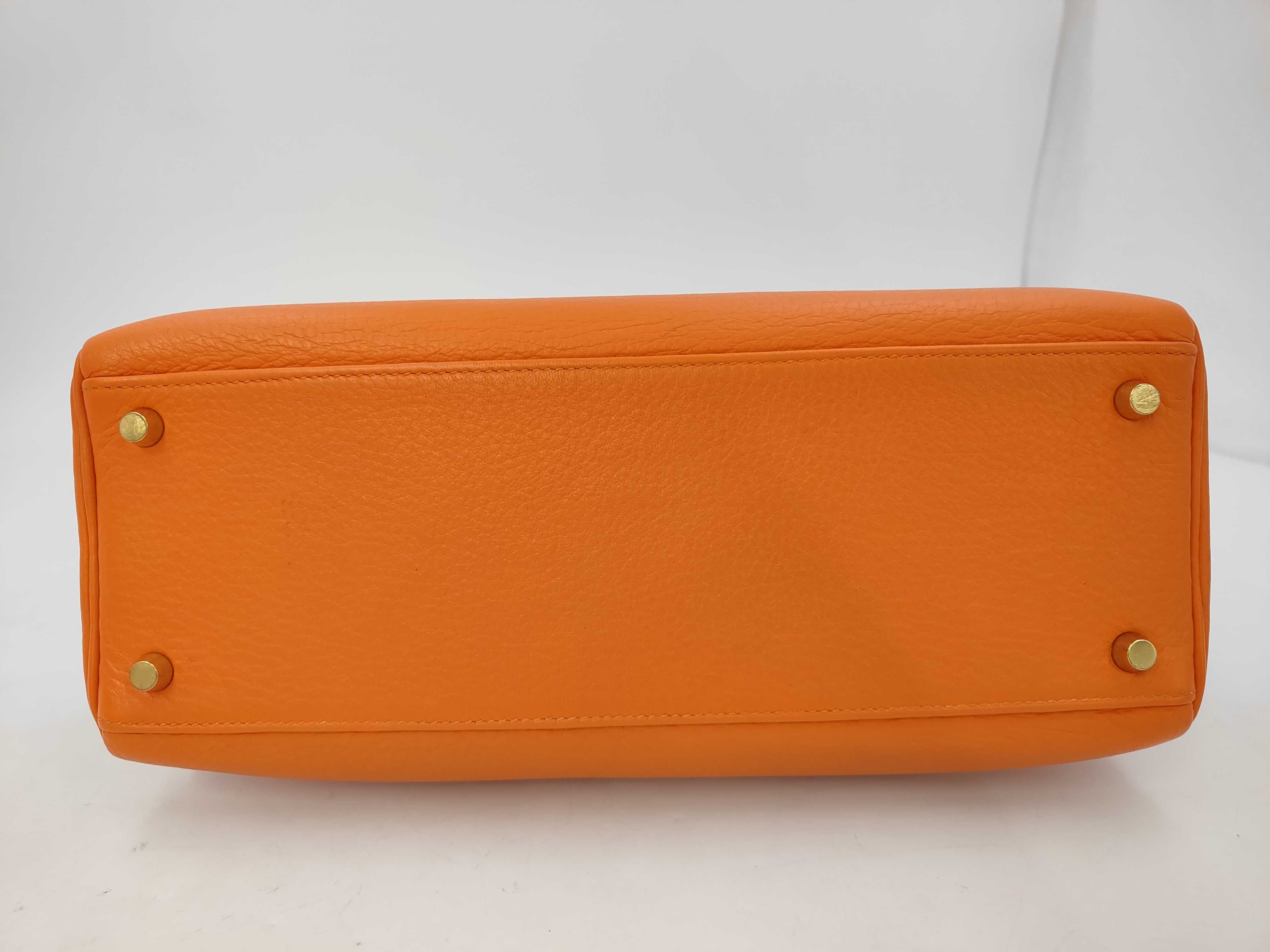 Kelly 32 Orange Gold Hardware G Stamp Handbag — view 8
